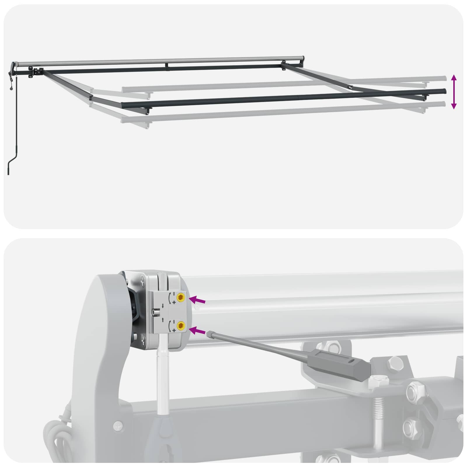 Inklapbaar Zonnescherm Lichtgrijs 350 x 250 cm – afbeelding 10
