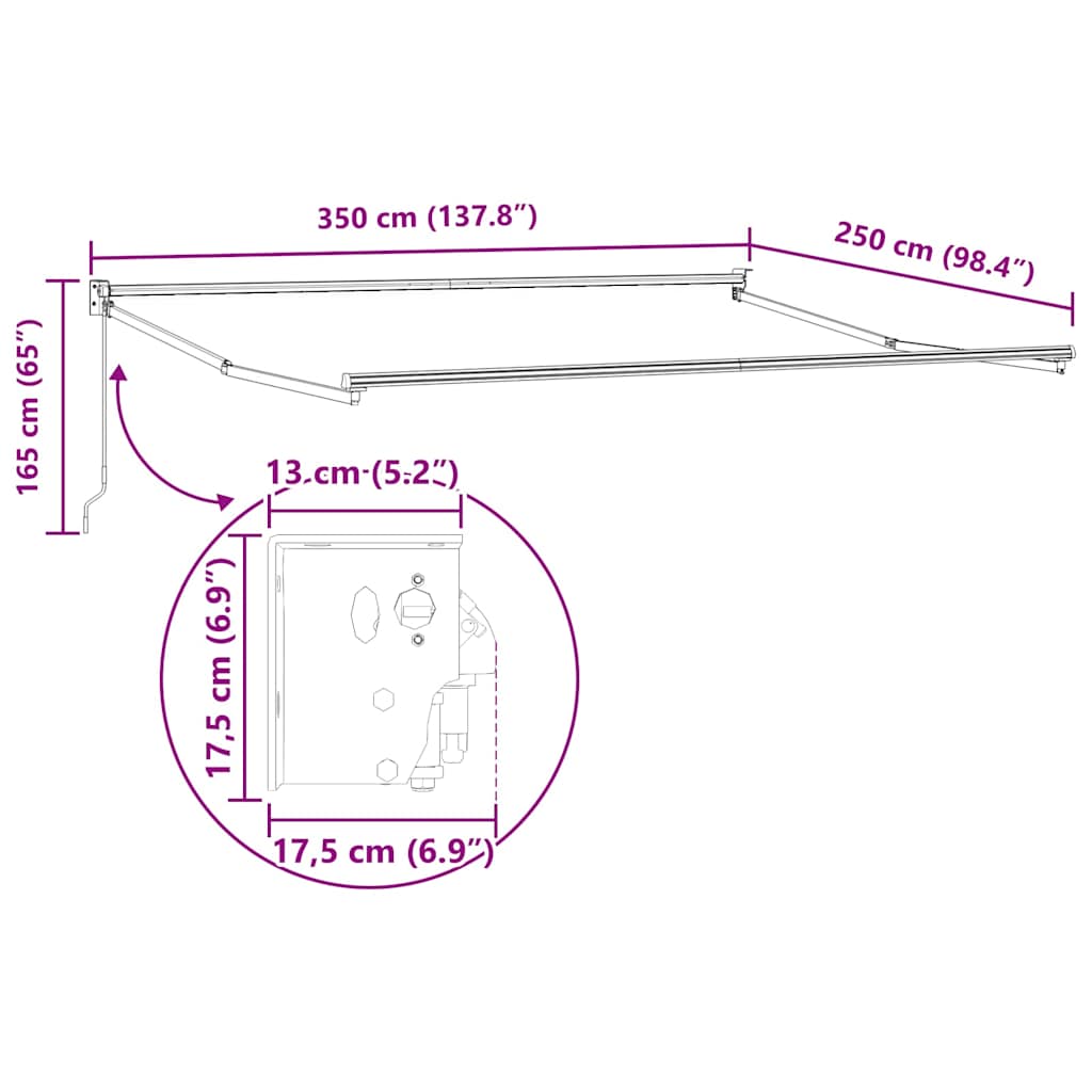 Inklapbaar Zonnescherm Lichtgrijs 350 x 250 cm – afbeelding 12