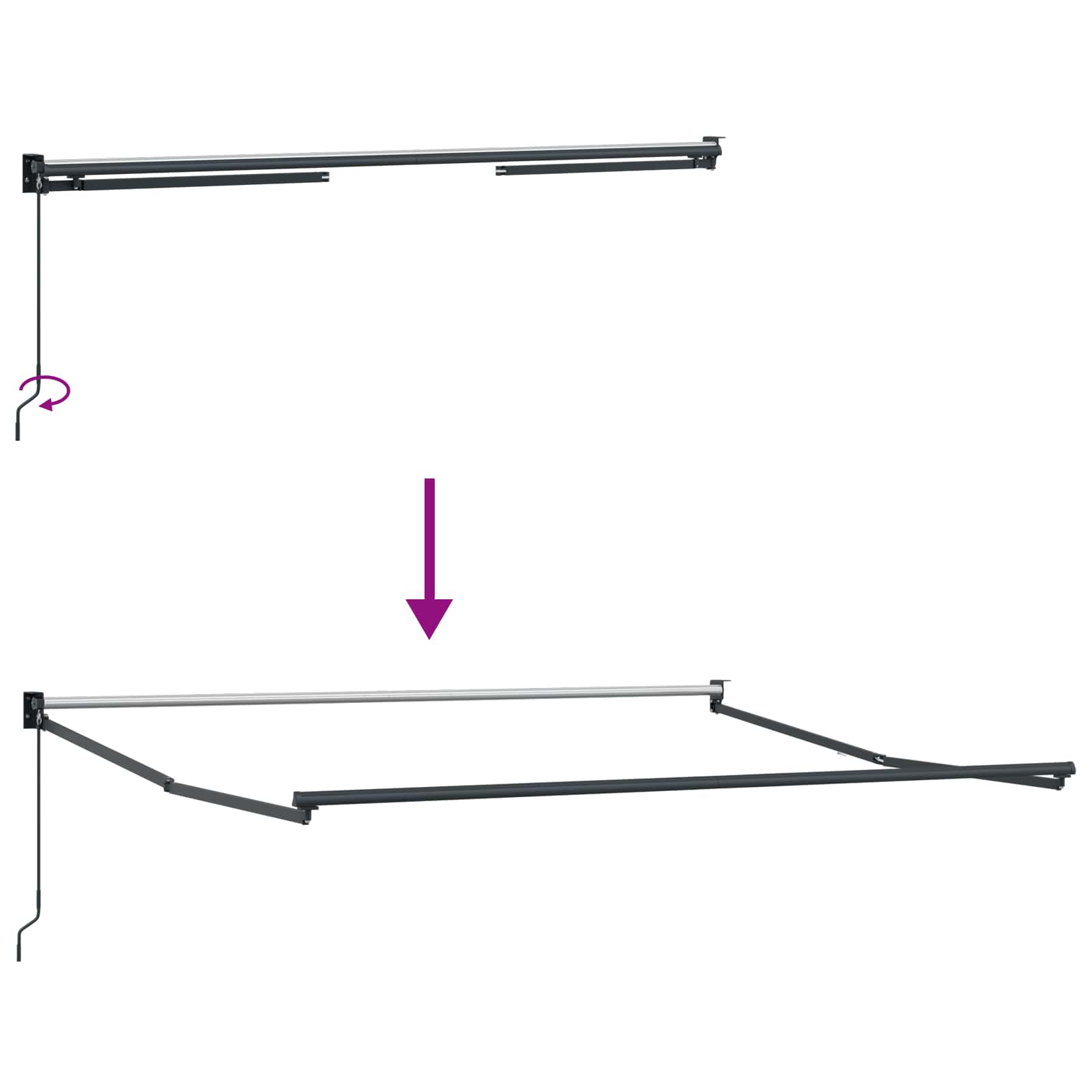 Inklapbaar Zonnescherm Lichtgrijs 350 x 250 cm – afbeelding 9