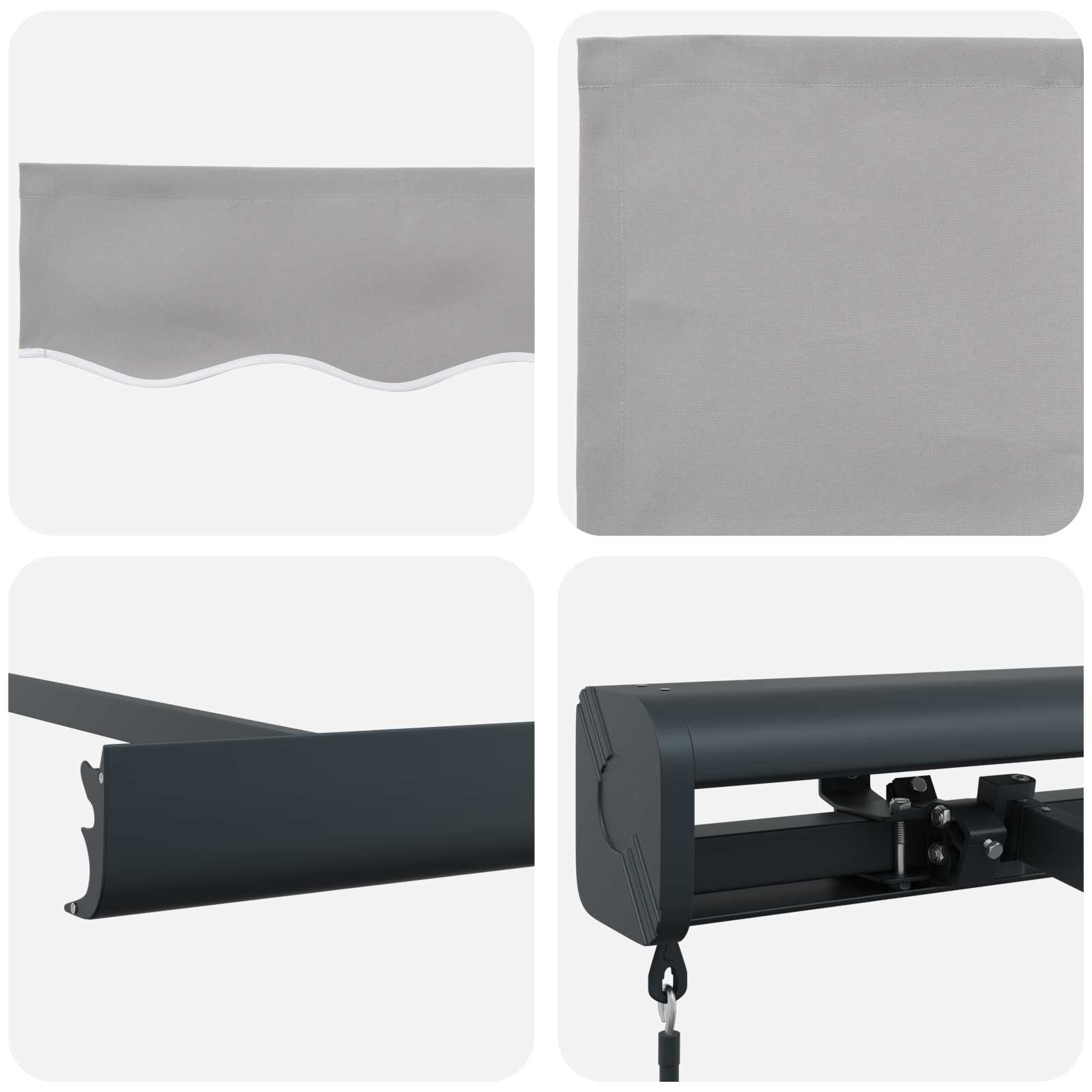 Inklapbaar Zonnescherm Lichtgrijs 350 x 250 cm Stof en Metaal – afbeelding 8