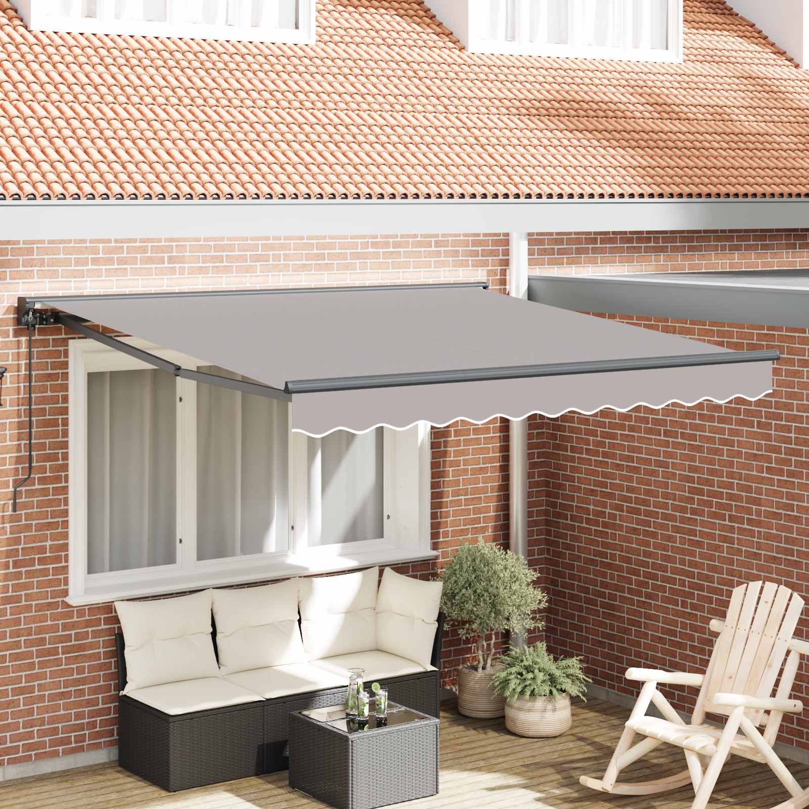 Zijde Frame Lichtgrijs 350 x 250 cm Polyester met PU-coating – afbeelding 1