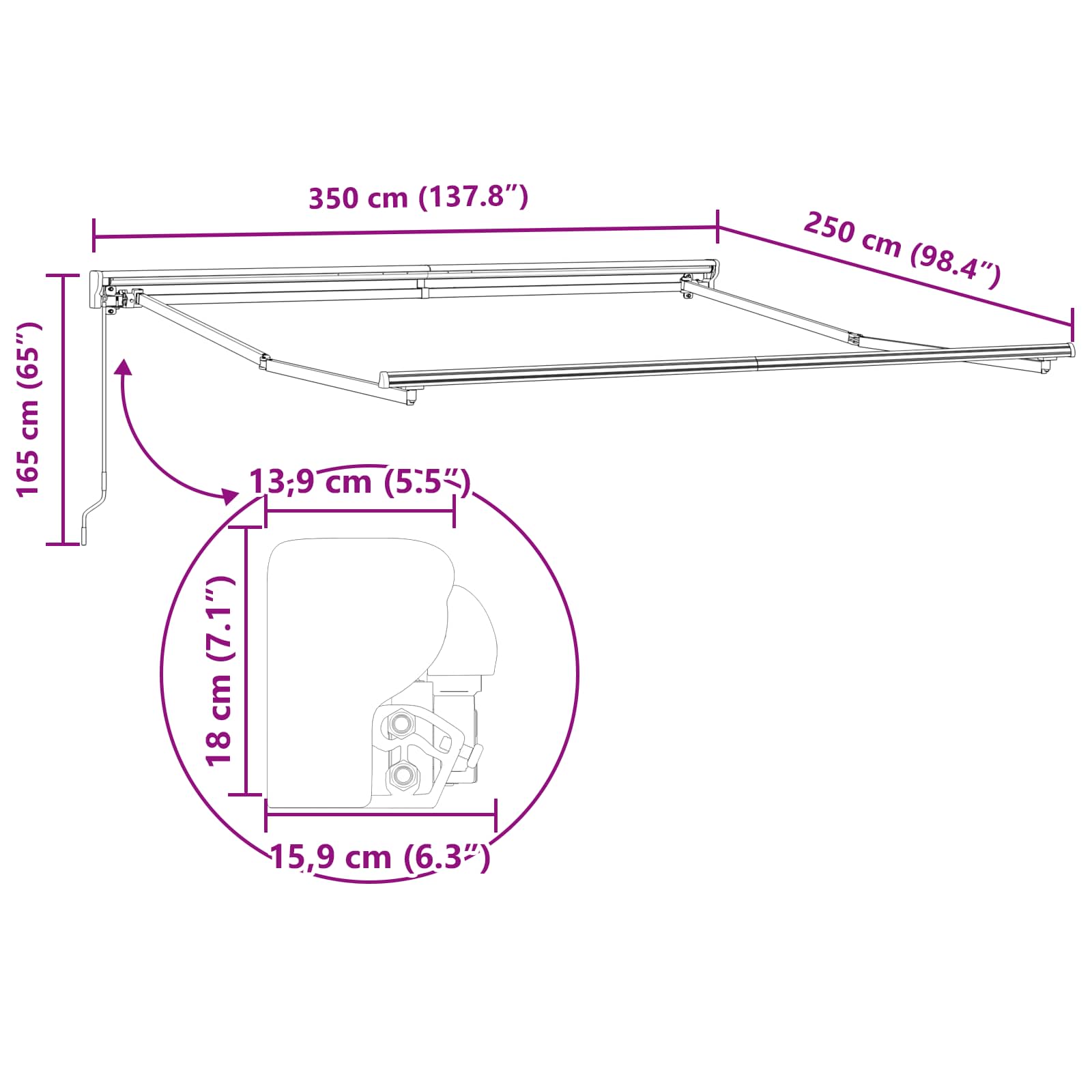 Zijde Frame Lichtgrijs 350 x 250 cm Polyester met PU-coating – afbeelding 12
