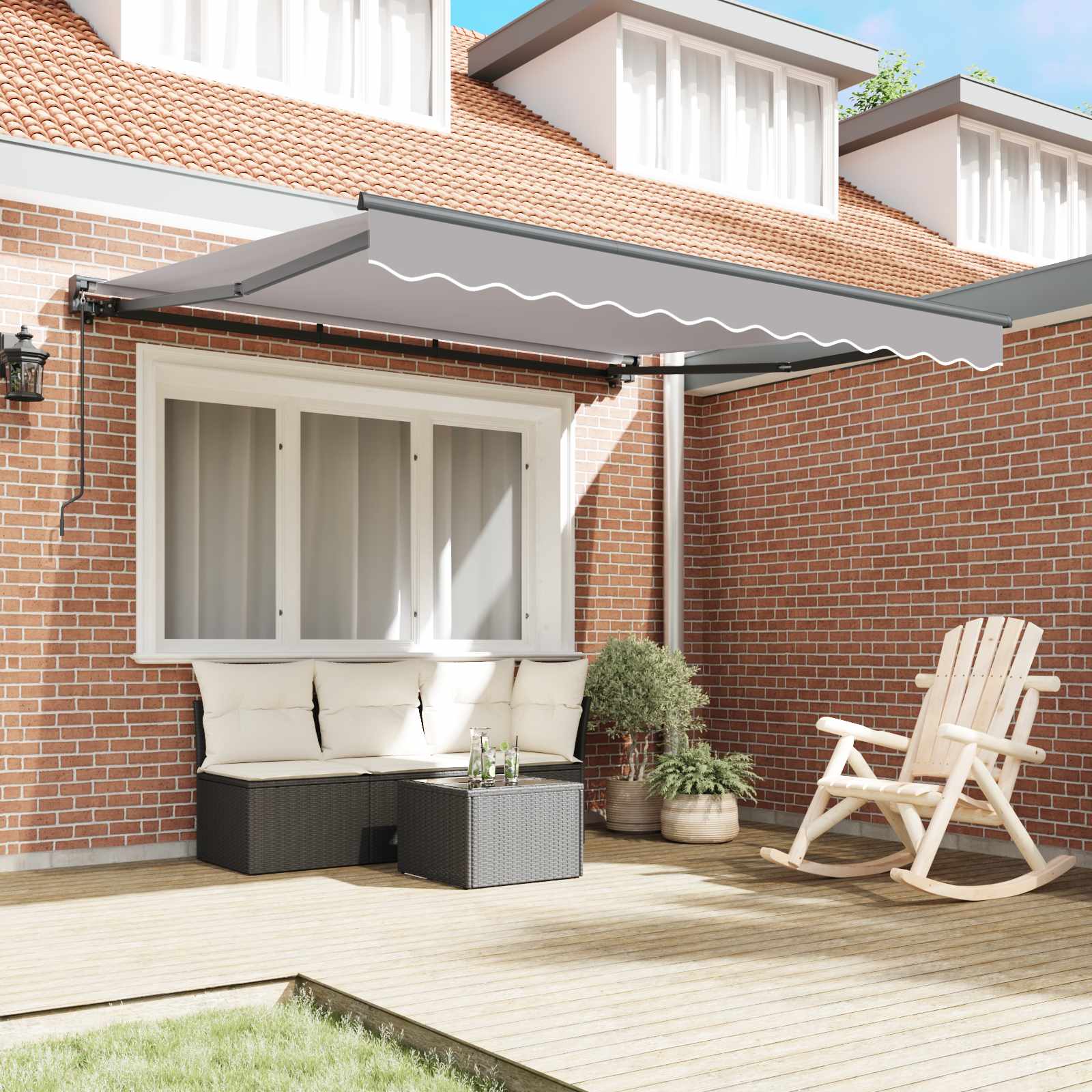 Zijde Frame Lichtgrijs 350 x 250 cm Polyester met PU-coating – afbeelding 3