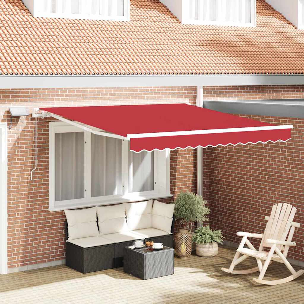 Inklapbaar Zonnescherm Rood 350 x 250 cm Stof en Staal