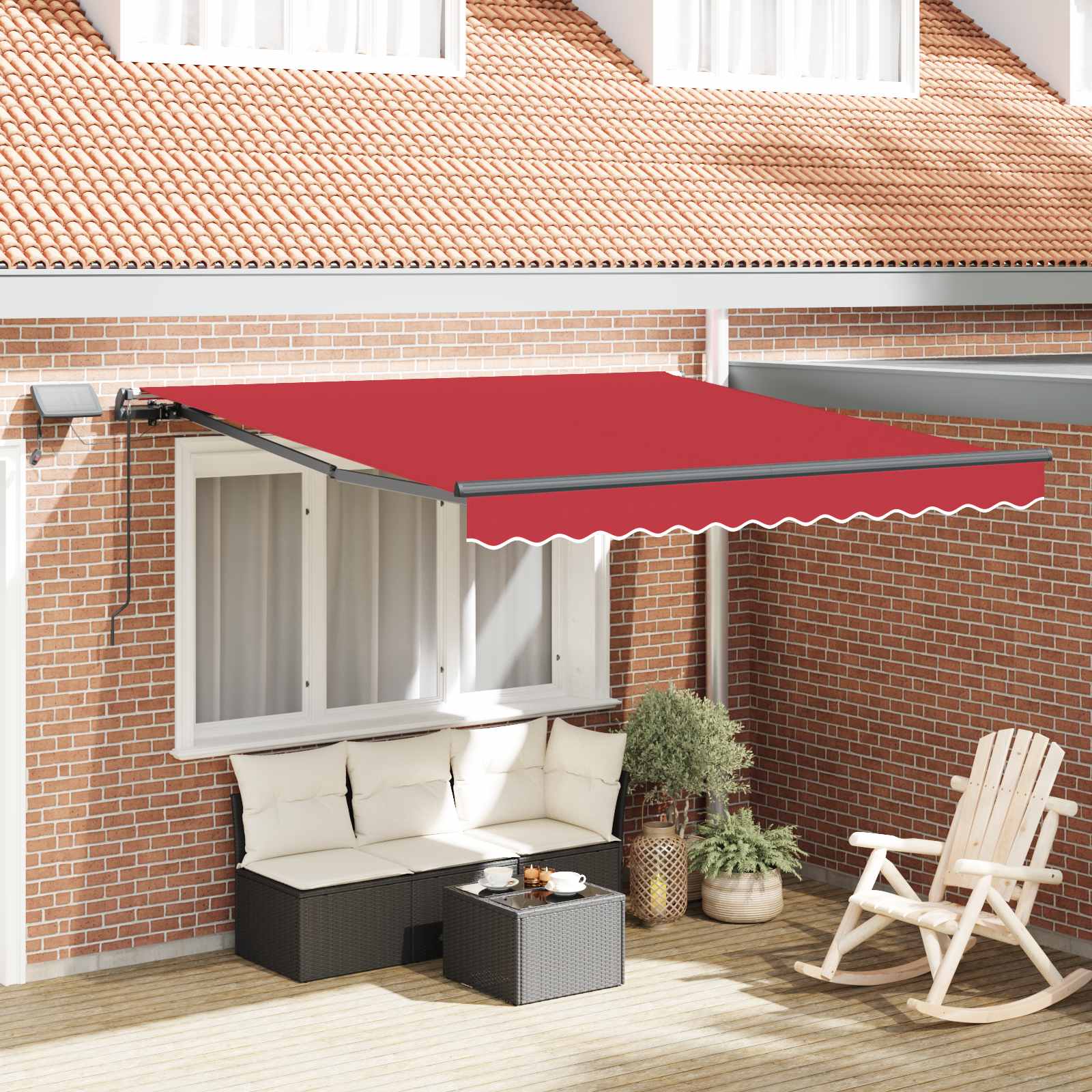 Inklapbaar Zonnescherm Rood 350 x 250 cm Stof