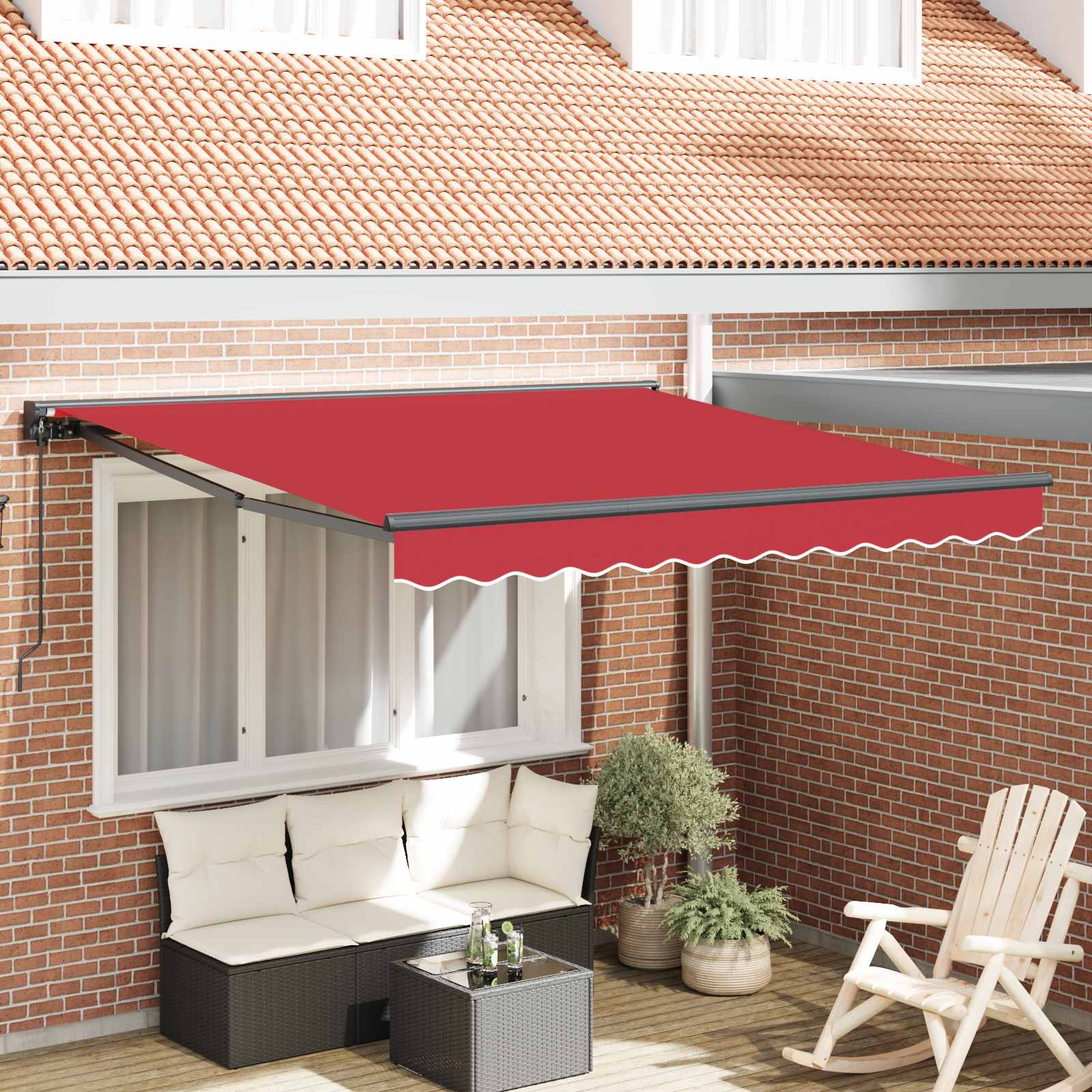 Zijde Frame Rood 350 x 250 cm Polyester met PU-coating