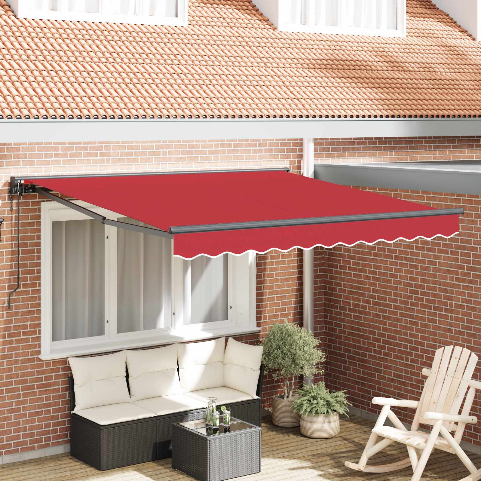 Zijde Frame Rood 350 x 250 cm Polyester met PU-coating