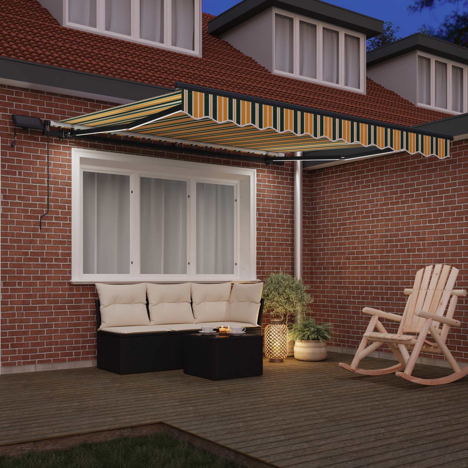 Inklapbaar Zonnescherm Groen en geel 350 x 250 cm Stof – afbeelding 3