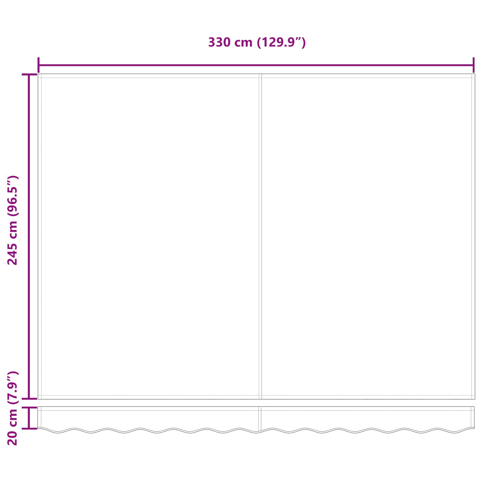 Inklapbaar Zonnescherm Multikleur 350 x 250 cm Stof en Metaal – afbeelding 7
