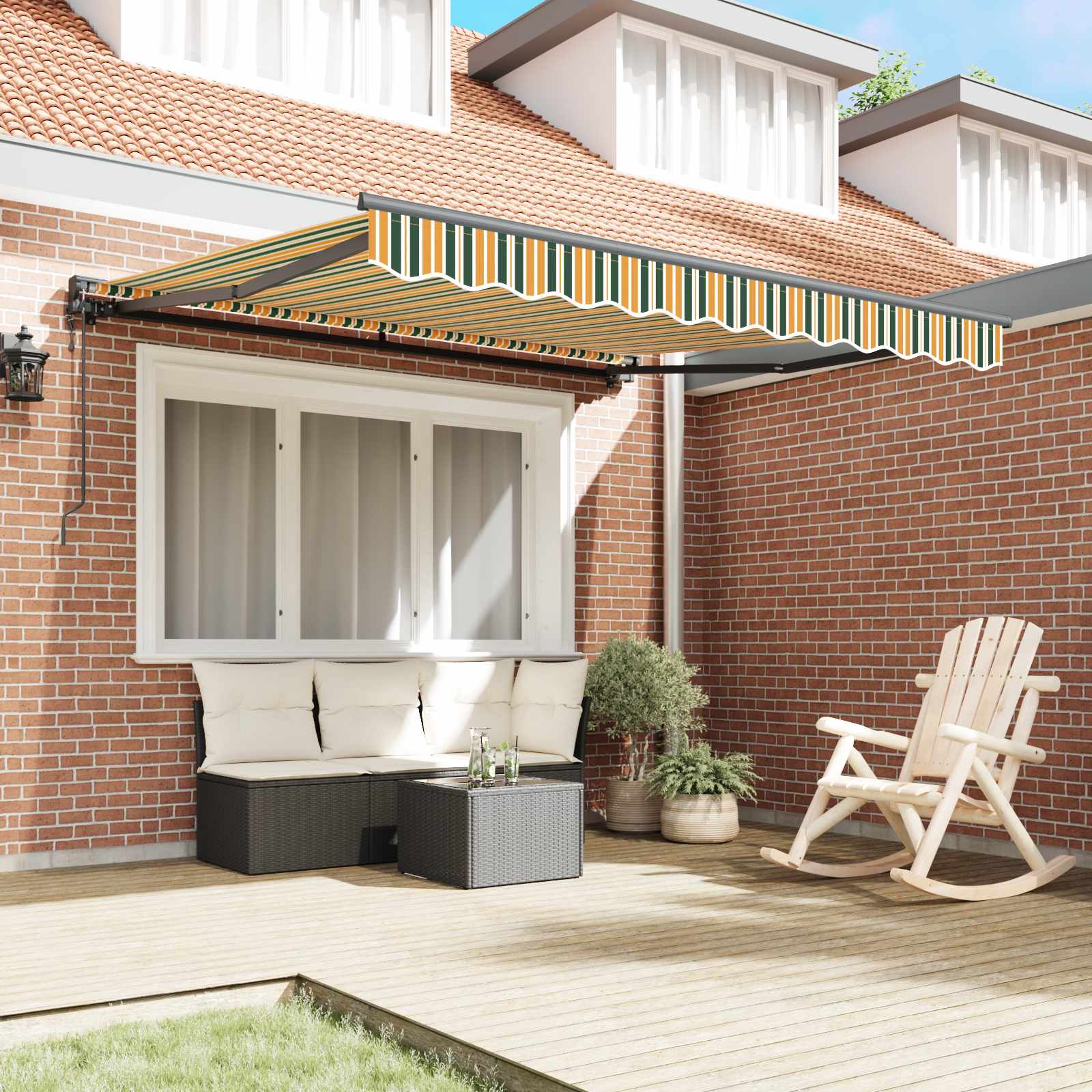 Zijde Frame Groen en Geel 350 x 250 cm Polyester met PU-coating – afbeelding 3