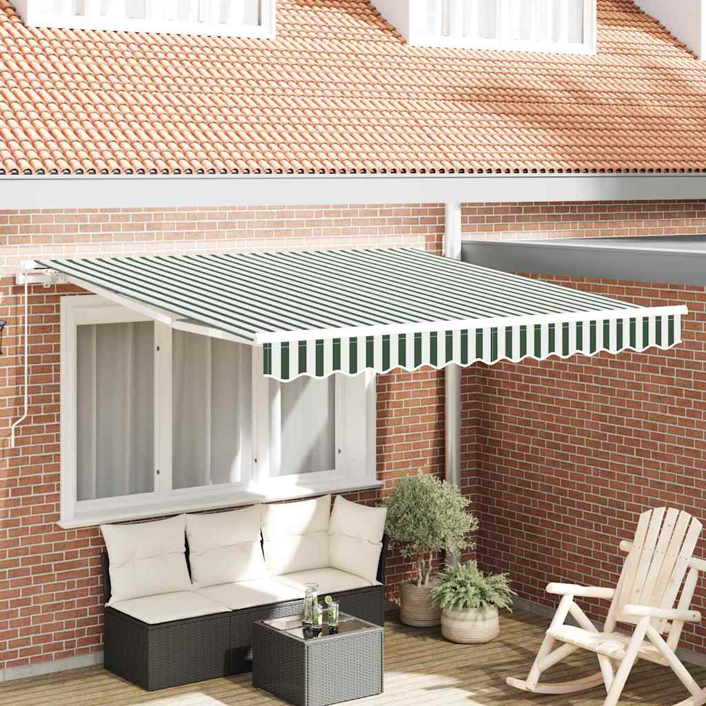 Inklapbaar Zonnescherm Groen en Wit 350 x 250 cm – afbeelding 1
