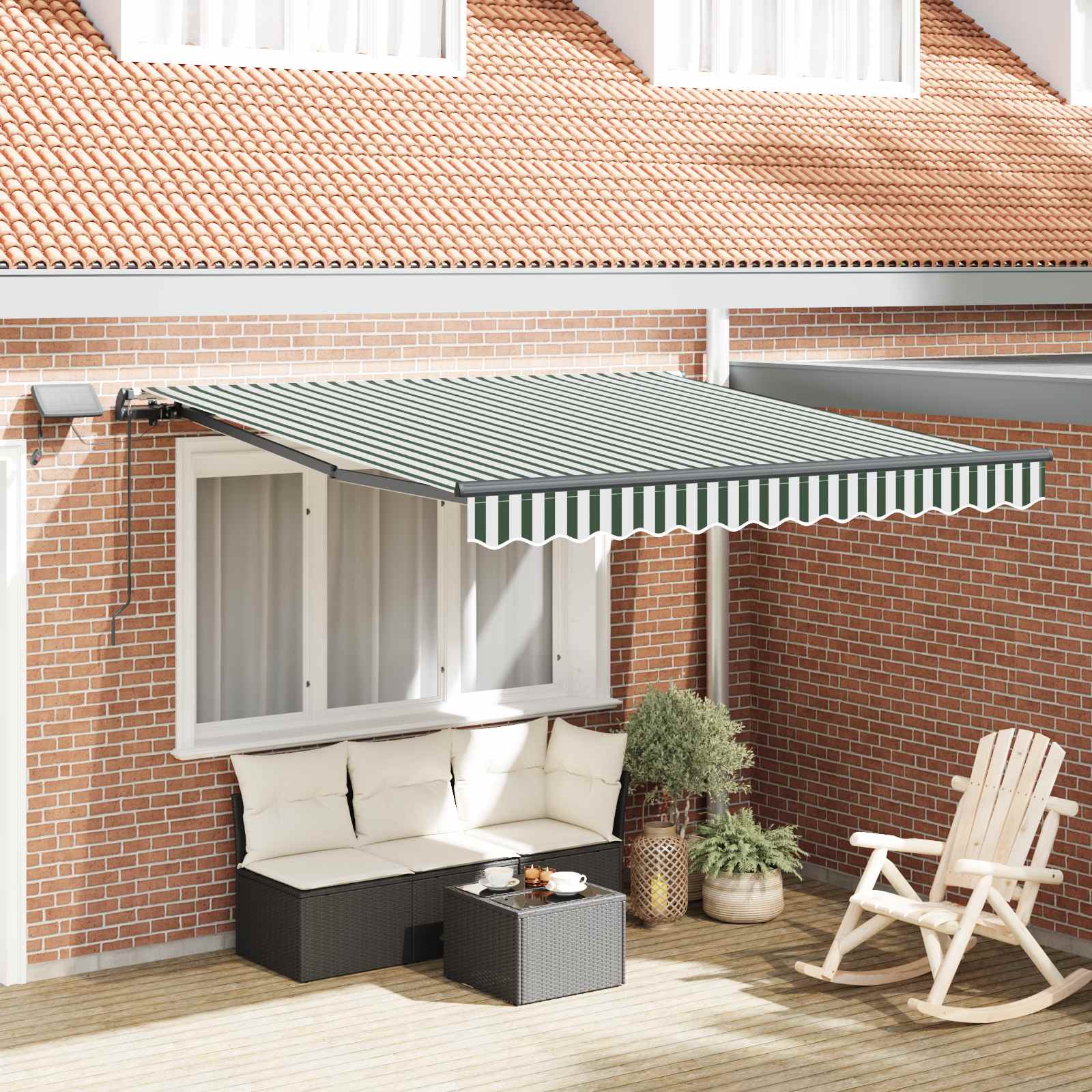 Inklapbaar Zonnescherm Groen en wit 350 x 250 cm Stof