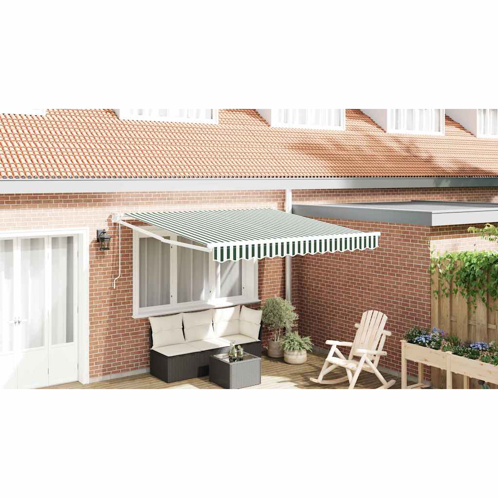 Inklapbaar Zonnescherm Groen en Wit 350 x 250 cm – afbeelding 1