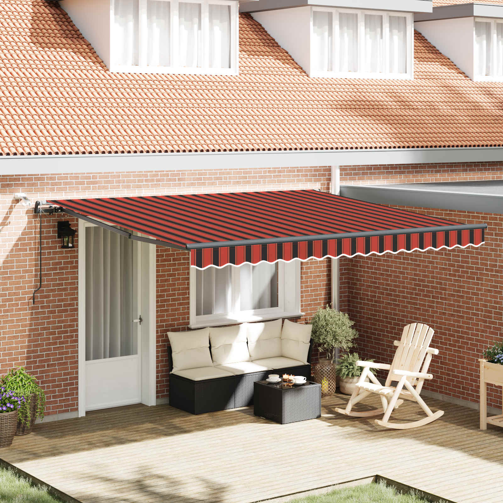 Luifeldoek met Oranje en bruin 400 × 300 cm Polyester