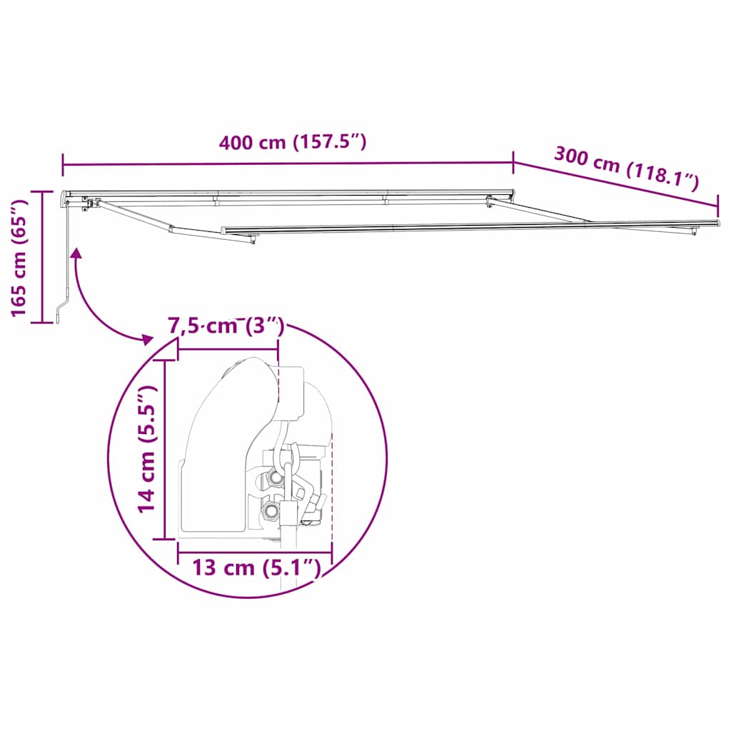 Inklapbaar Zonnescherm Geel en Oranje 400 × 300 cm – afbeelding 11