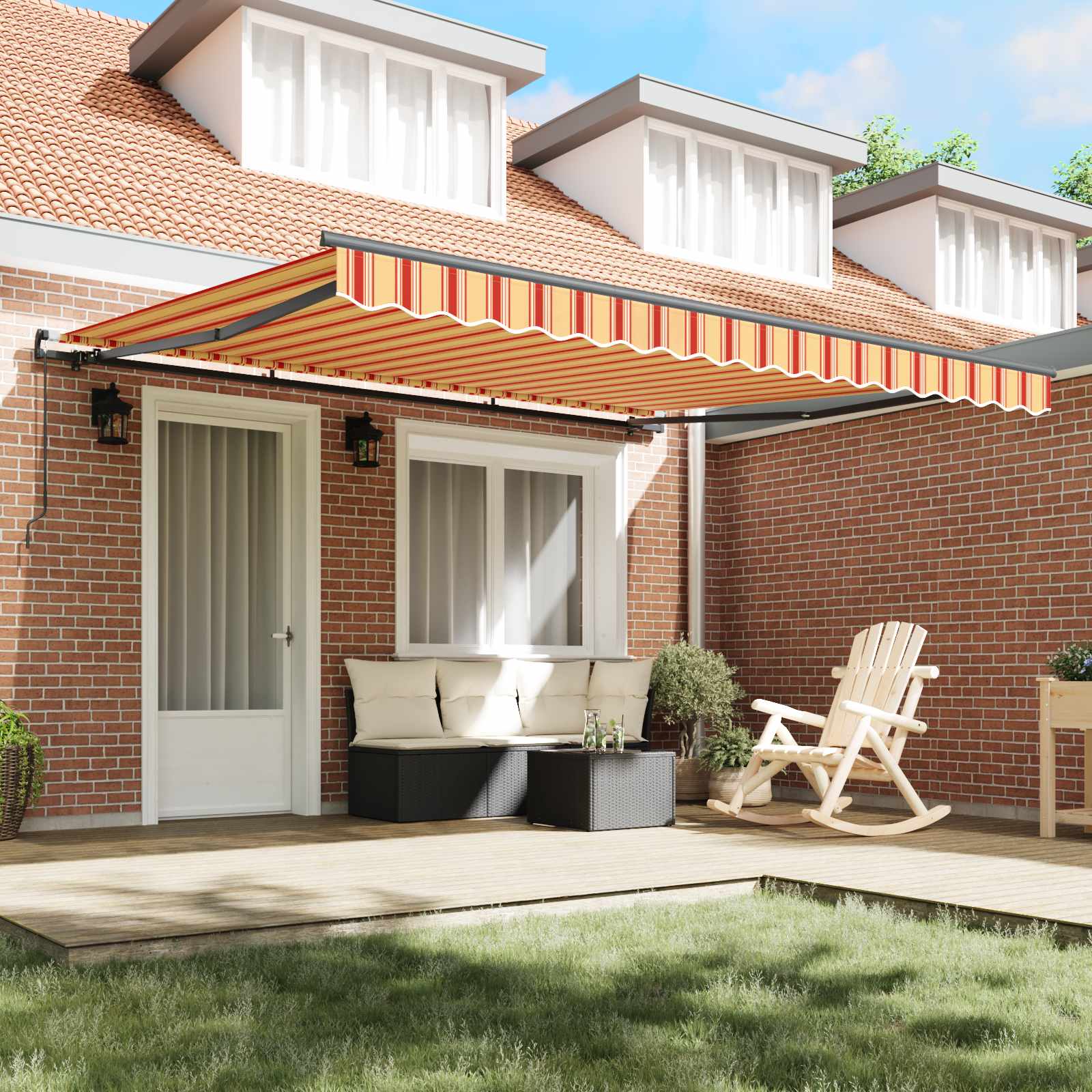 Inklapbaar Zonnescherm Geel en Oranje 400 × 300 cm – afbeelding 3
