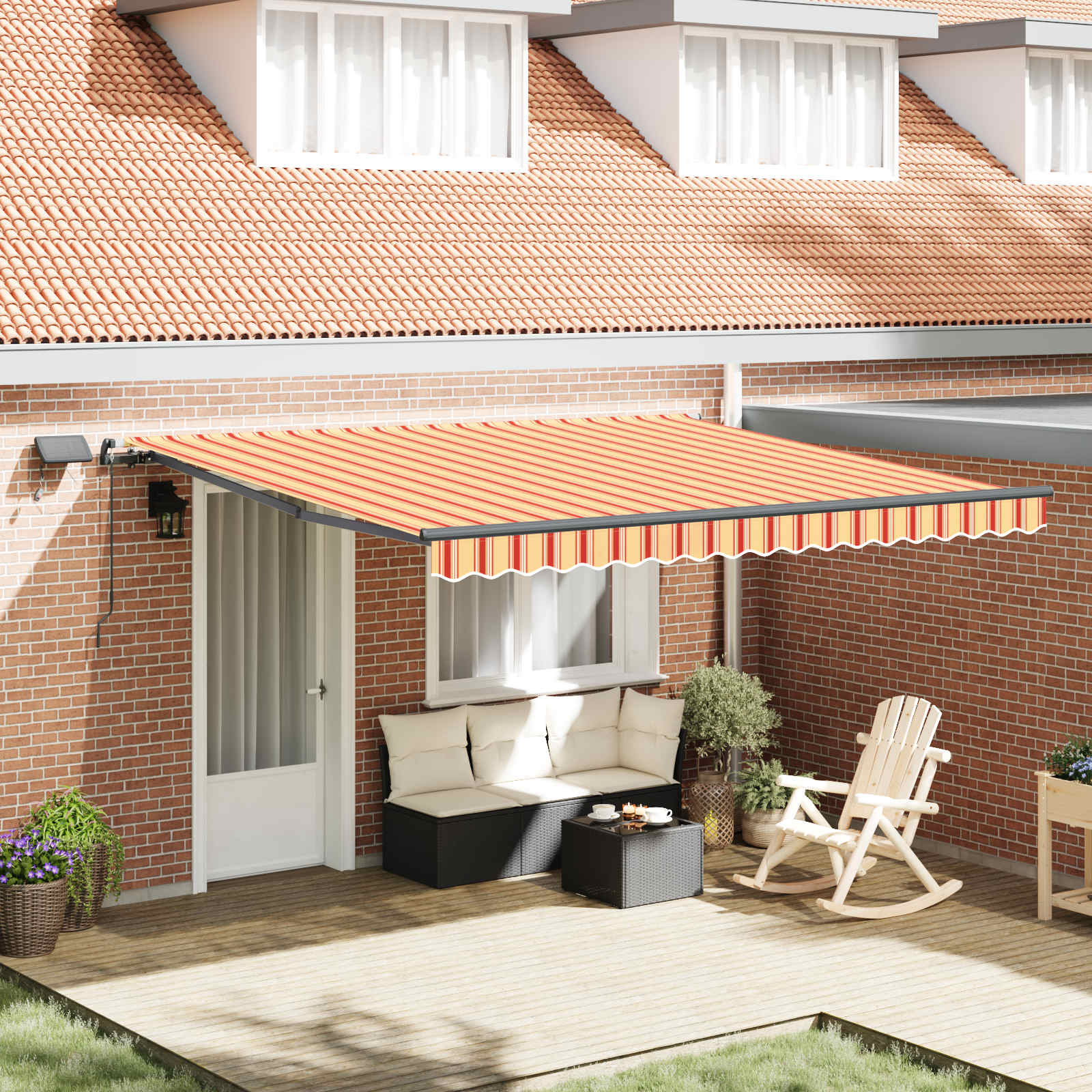 Inklapbaar Zonnescherm geel en oranje 400 ×300 cm Stof – afbeelding 1