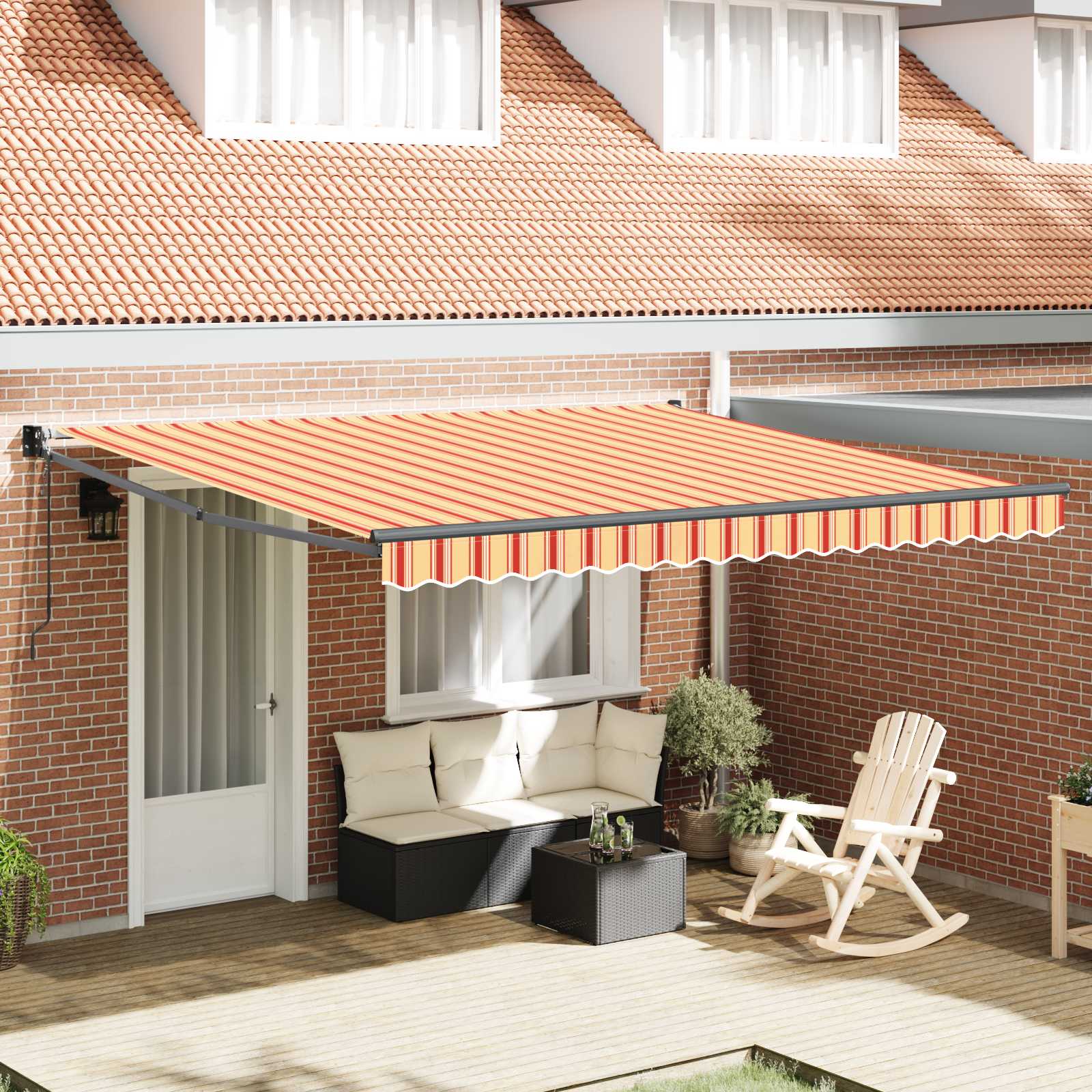 Inklapbaar Zonnescherm Geel en Oranje 400 × 300 cm – afbeelding 1