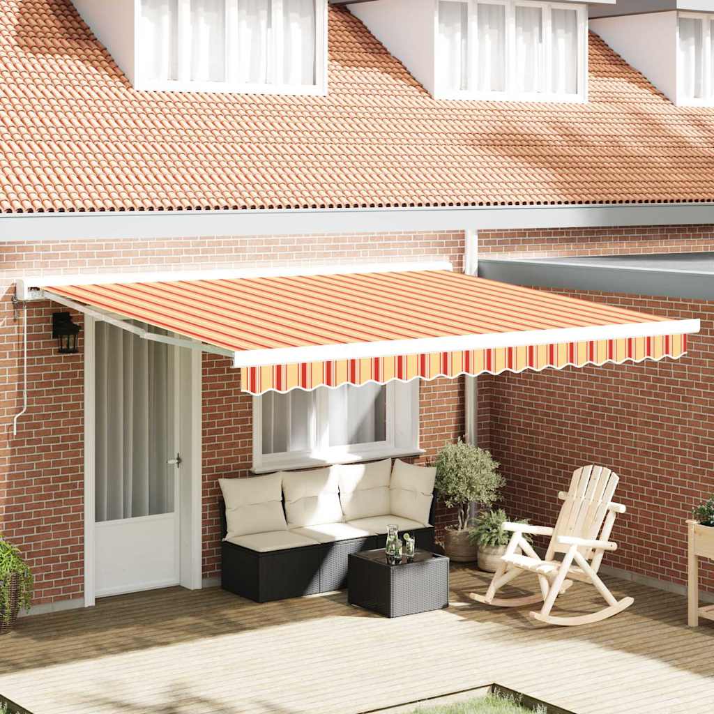 Inklapbaar Zonnescherm Geel en Rood 400 × 300 cm Stof en Metaal – afbeelding 1