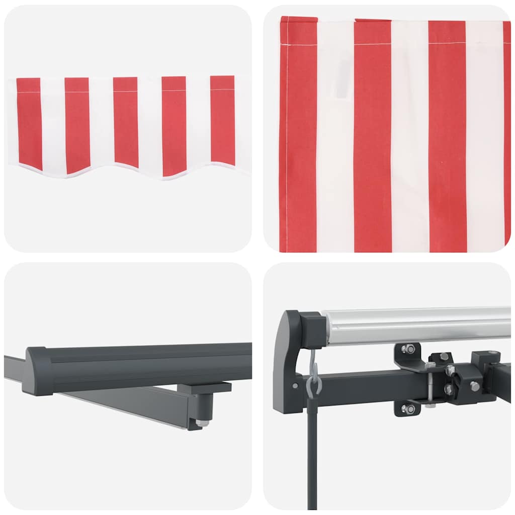 Inklapbaar Zonnescherm Rood en wit 400 ×300 cm Stof – afbeelding 10