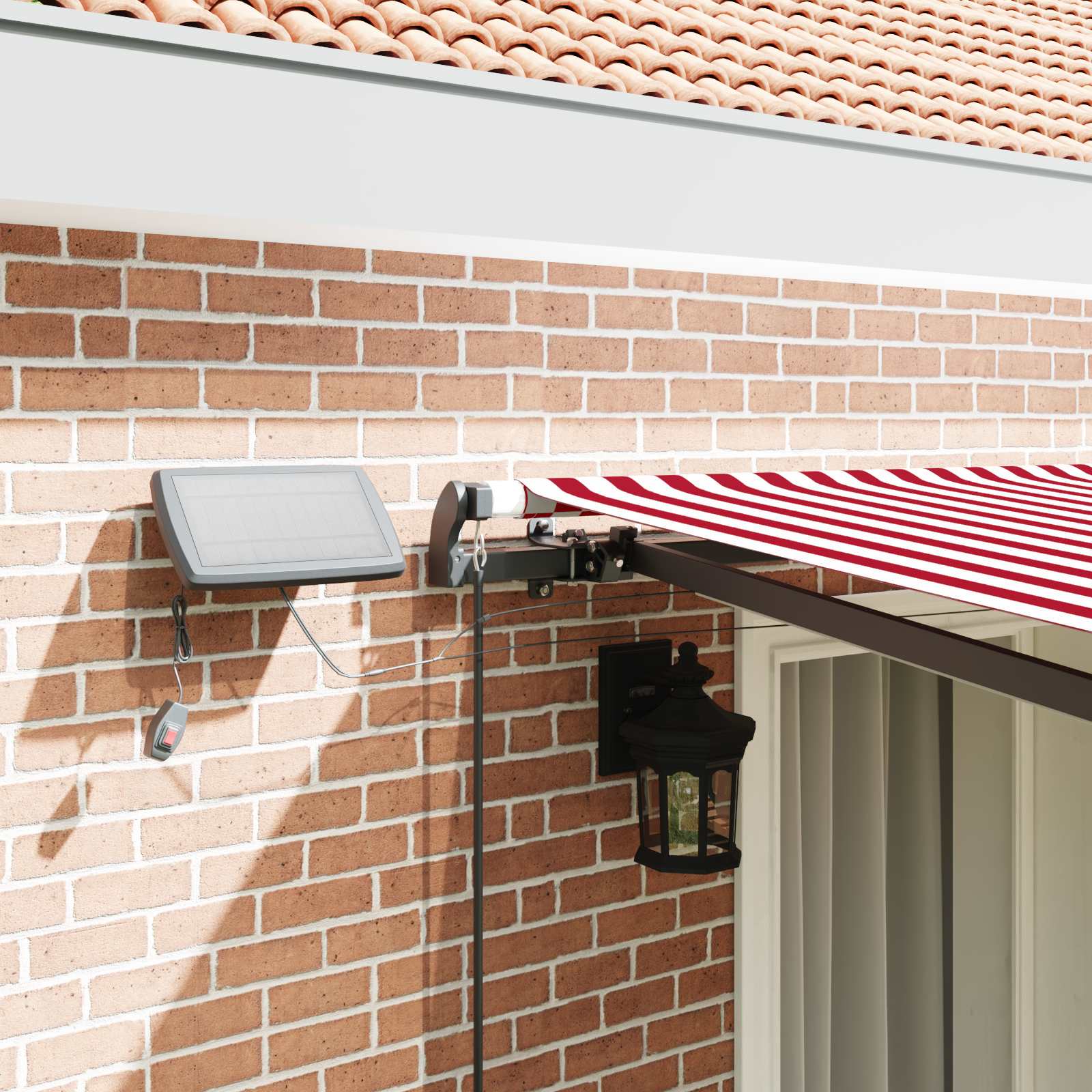 Inklapbaar Zonnescherm Rood en wit 400 ×300 cm Stof – afbeelding 4
