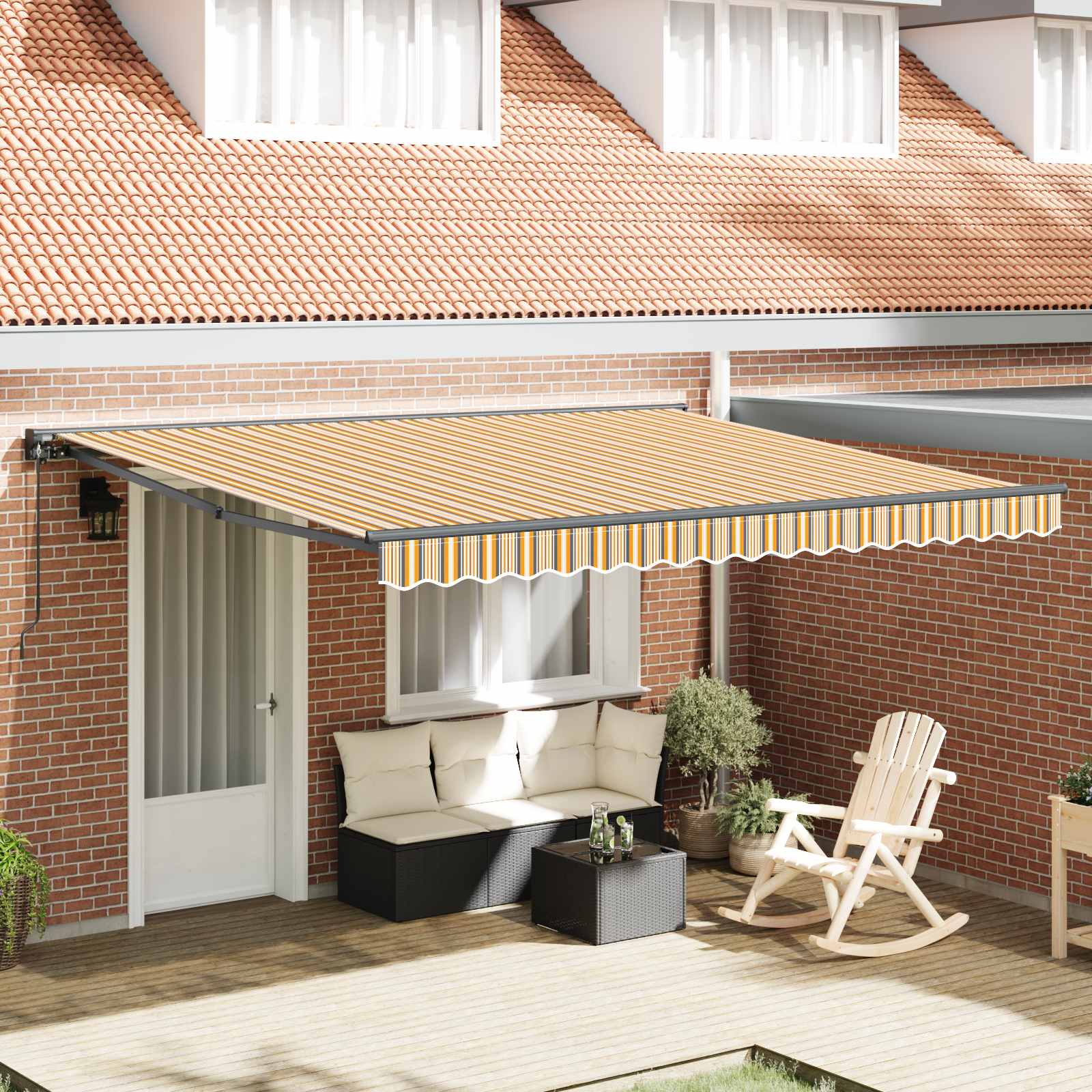Zijde Frame Geel en Grijs 400 × 300 cm Polyester met PU-coating