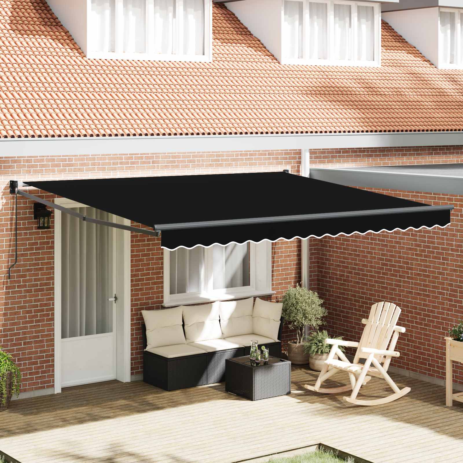 Inklapbaar Zonnescherm Zwart 400 × 300 cm – afbeelding 1
