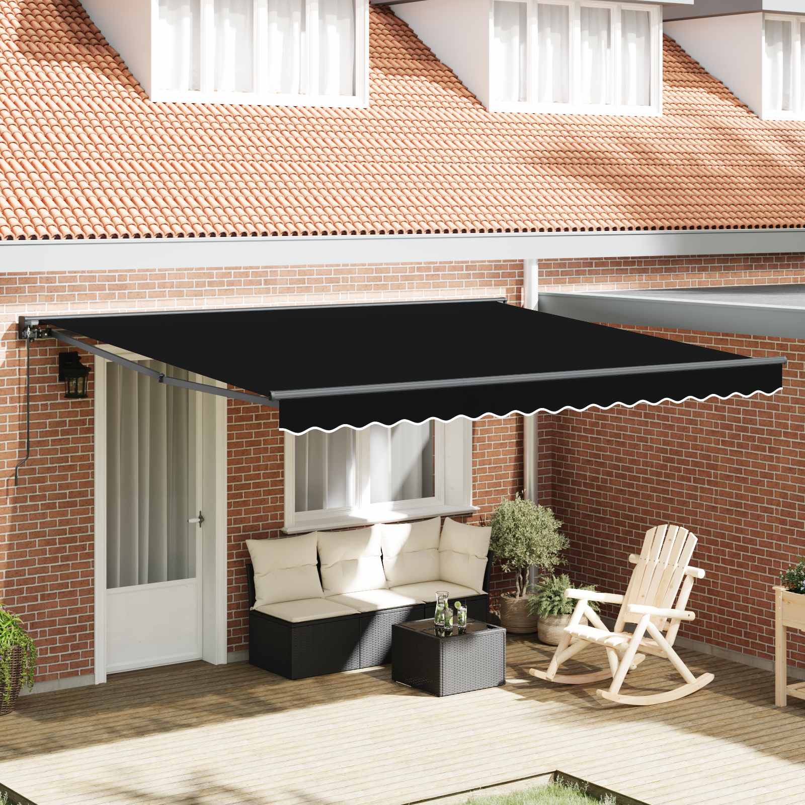 Zijde Frame Zwart 400 × 300 cm Polyester met PU-coating