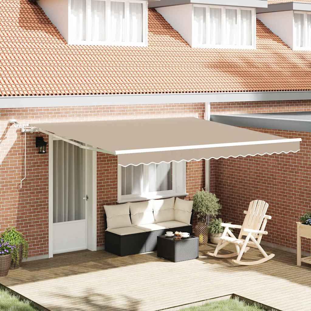 Inklapbaar Zonnescherm Beige 400 × 300 cm Polyester en Metaal – afbeelding 1
