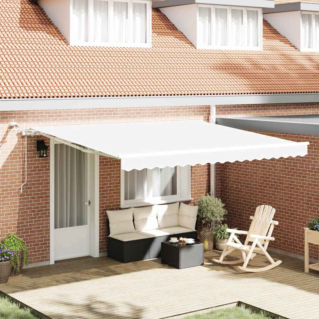 Inklapbaar Zonnescherm Wit 400 × 300 cm Polyester en Metaal – afbeelding 1