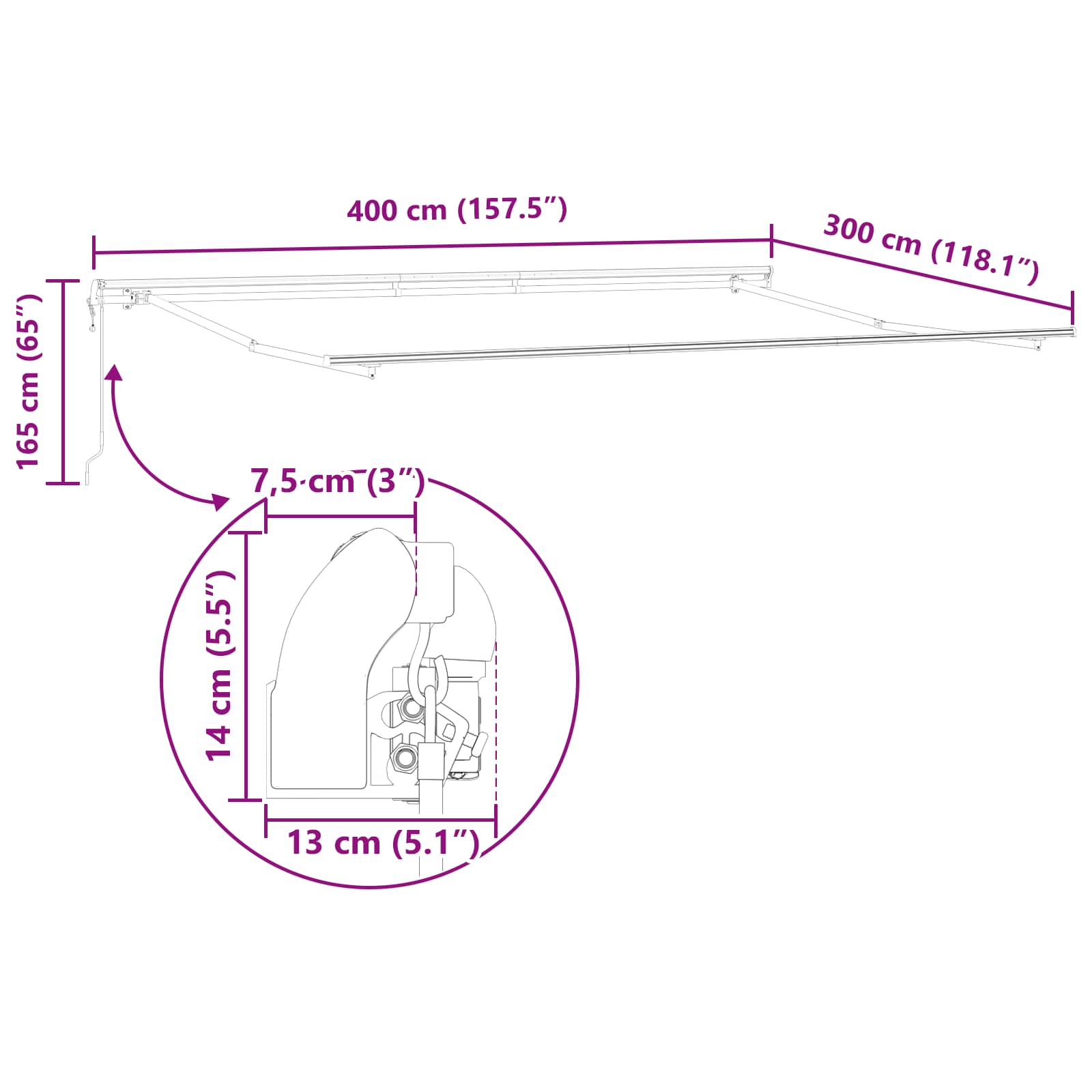 Elektrisch Uittrekbaar Zonnescherm Lichtgrijs 400 × 300 cm – afbeelding 6