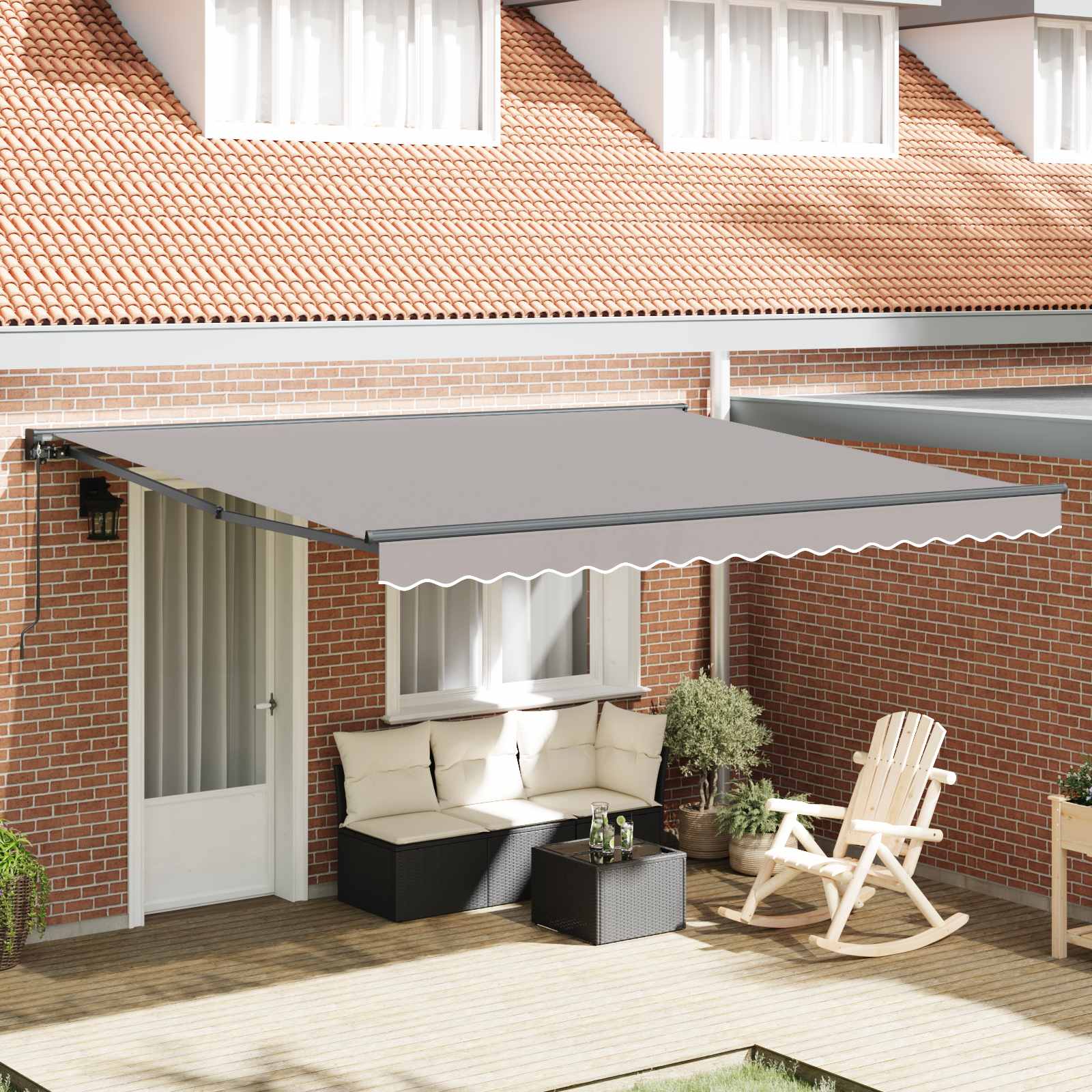 Zijde Frame Lichtgrijs 400 × 300 cm Polyester met PU-coating – afbeelding 1