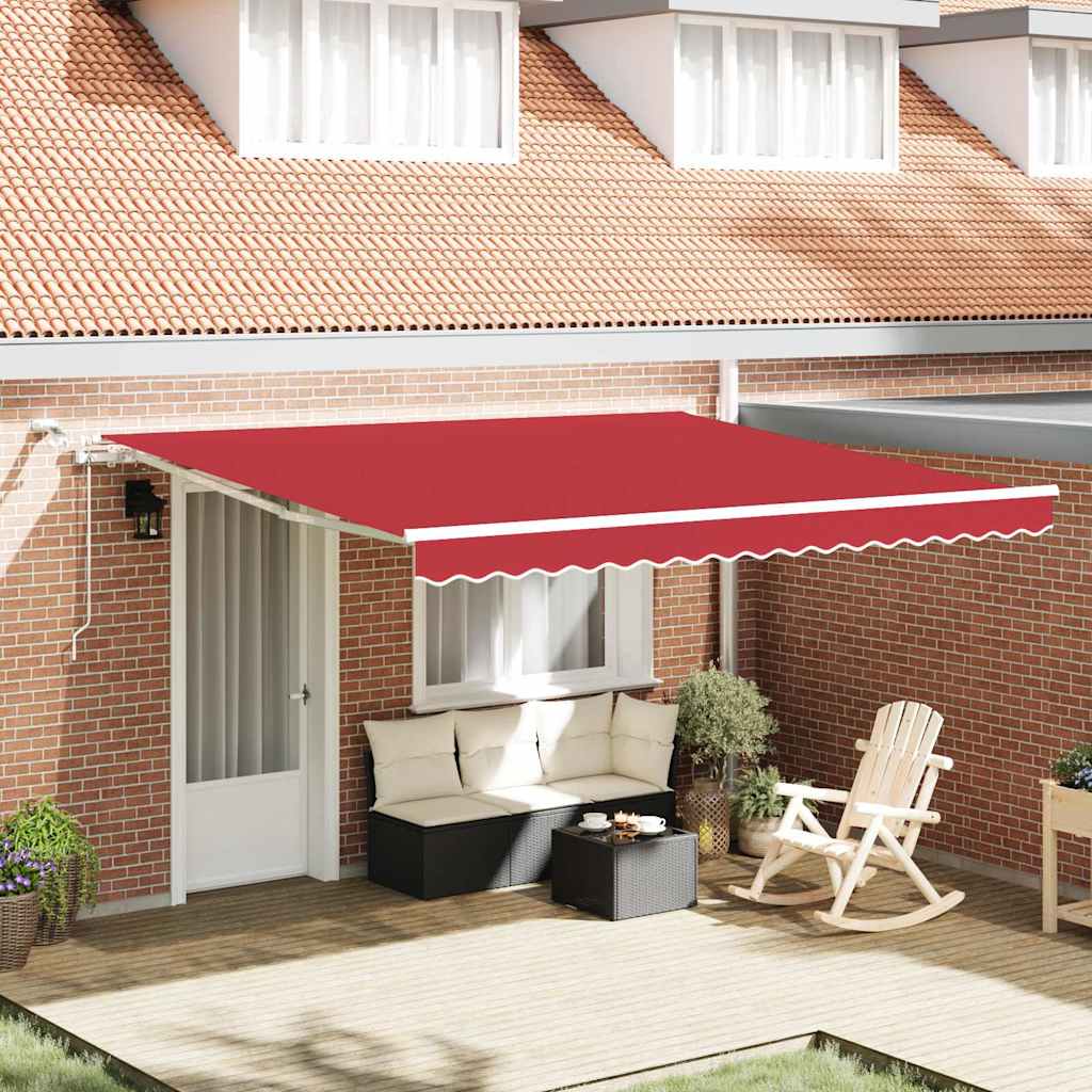 Inklapbaar Zonnescherm Rood 400 × 300 cm Polyester en Metaal – afbeelding 1