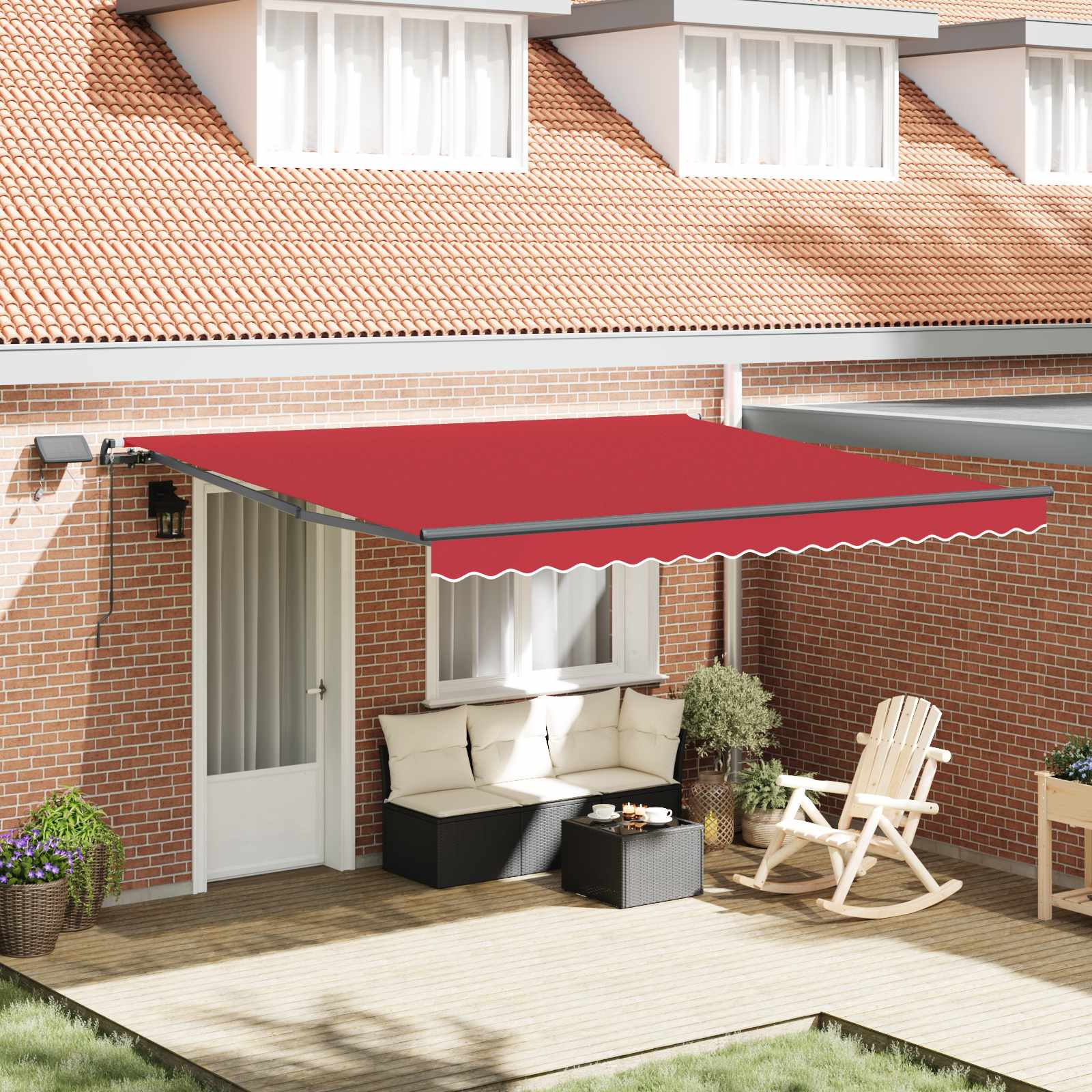 Inklapbaar Zonnescherm Rood 400 × 300 cm Stof