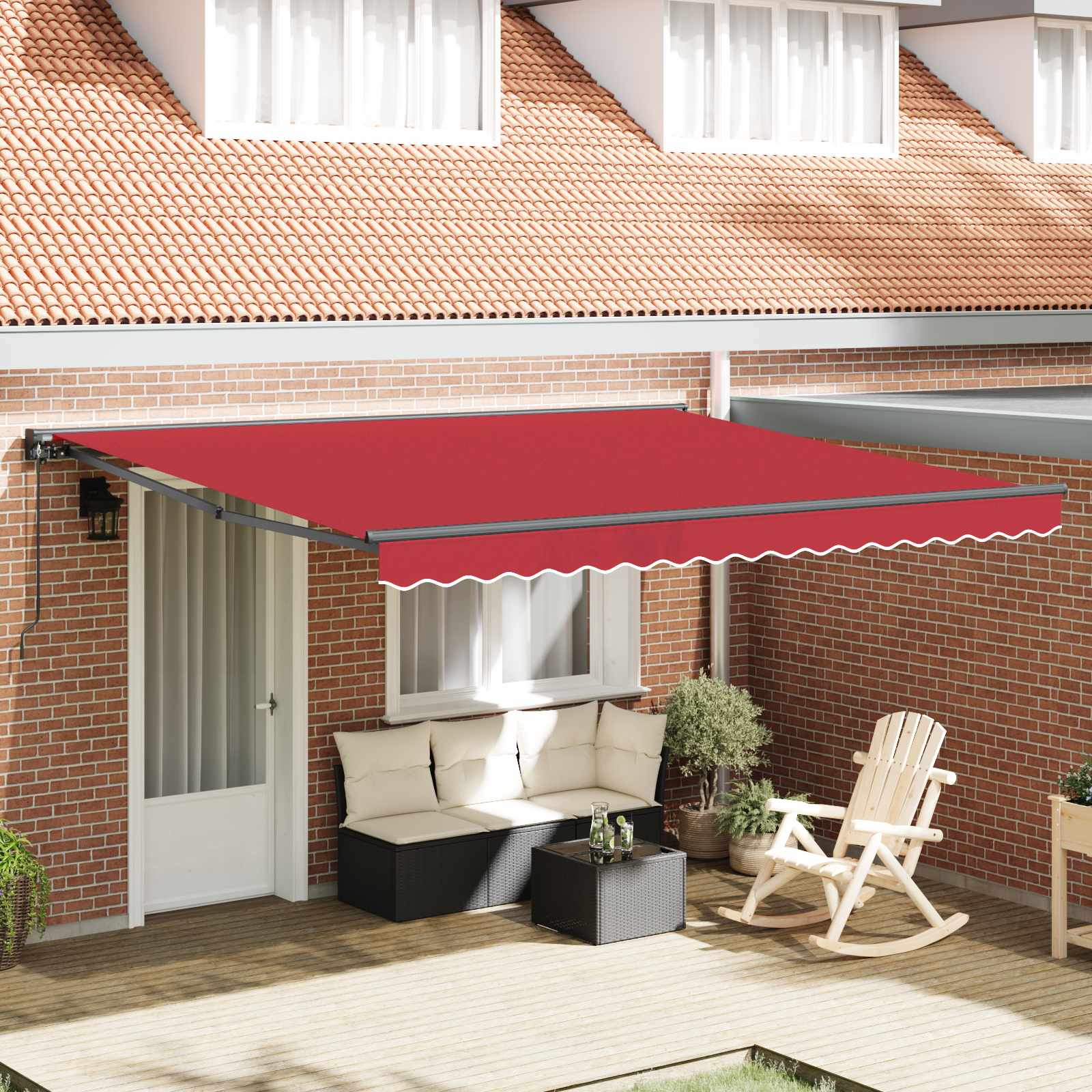Zijde Frame Rood 400 × 300 cm Polyester met PU-coating