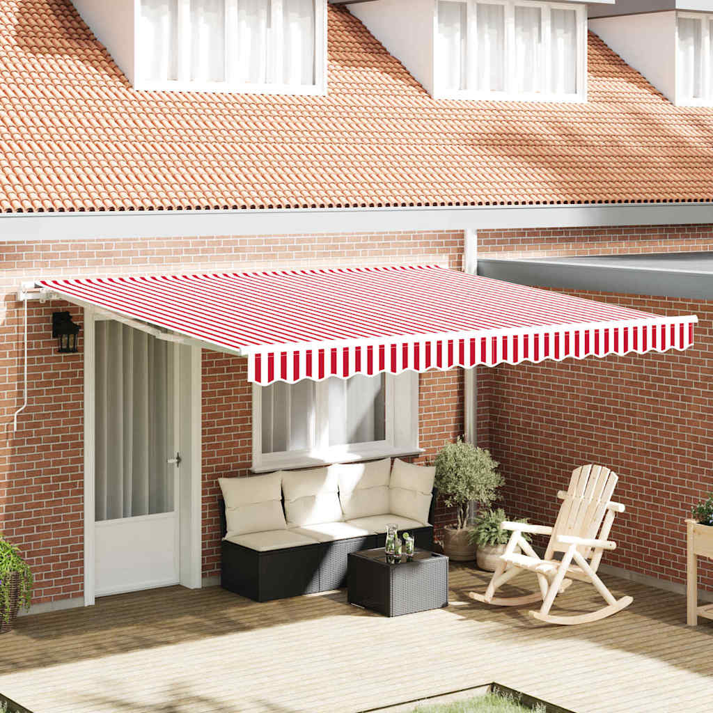 Inklapbaar Zonnescherm Rood en Wit 400 × 350 cm – afbeelding 1