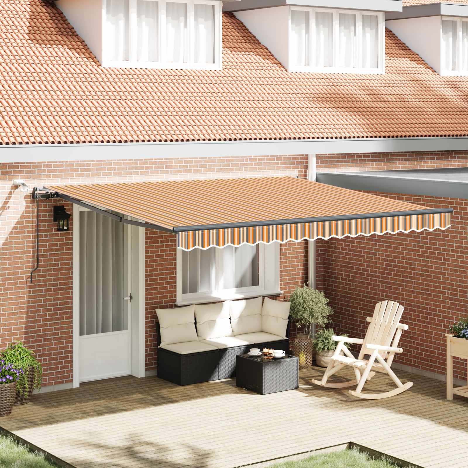 Luifeldoek Multikleur 400 × 350 cm Polyester – afbeelding 1