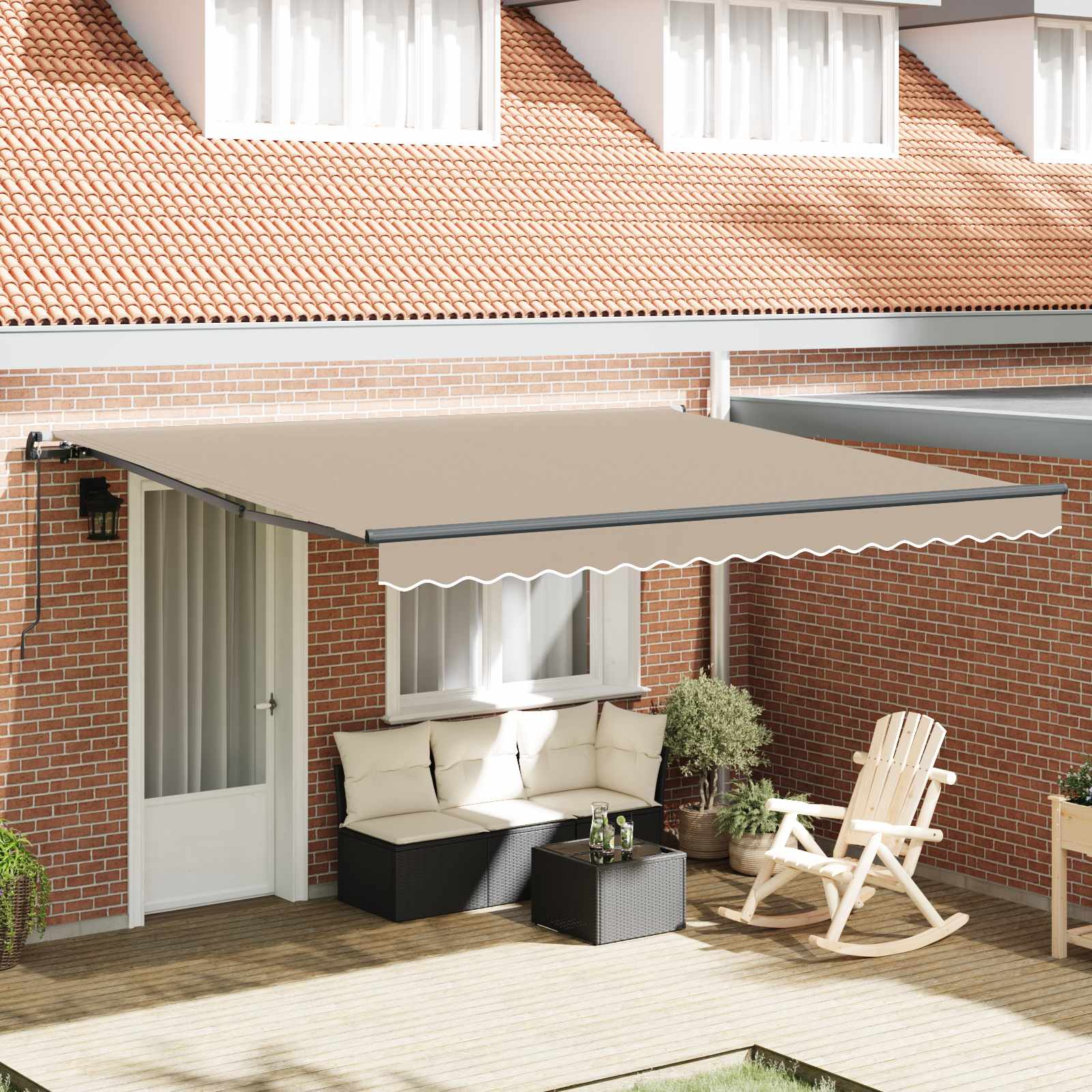 Inklapbaar Zonnescherm Beige 400 × 350 cm Polyester en staal