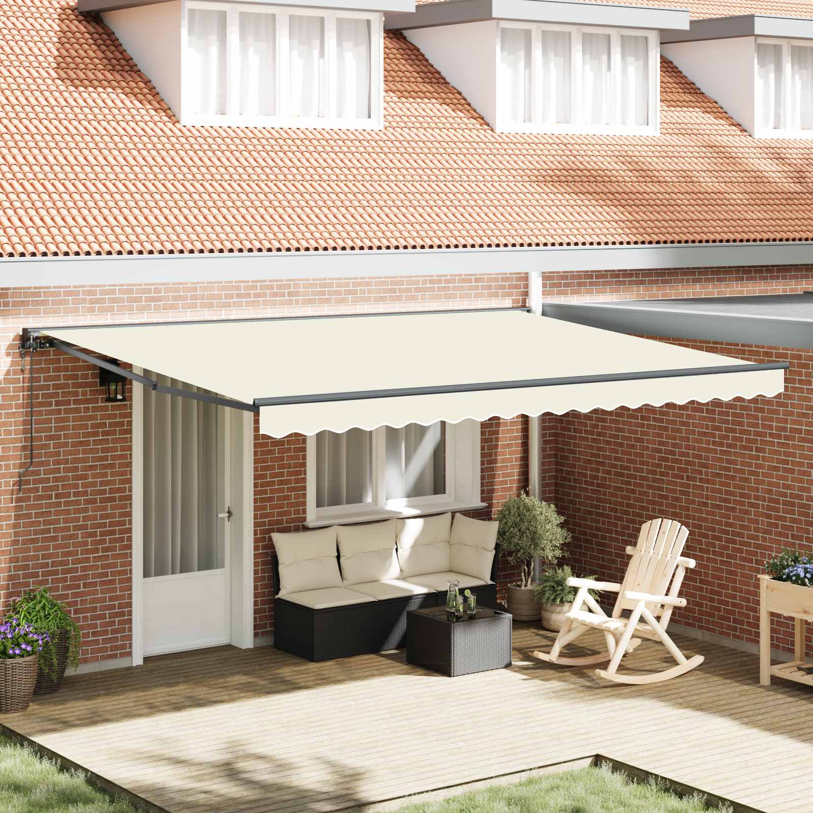 Zijde Frame Crème 450 × 300 cm Polyester met PU-coating