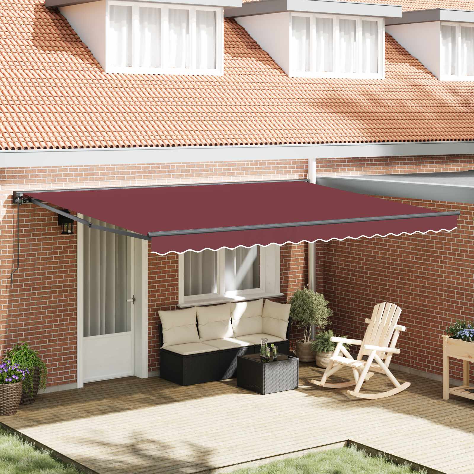 Zijde Frame Bordeauxrood 450 × 300 cm Polyester met PU-coating – afbeelding 1