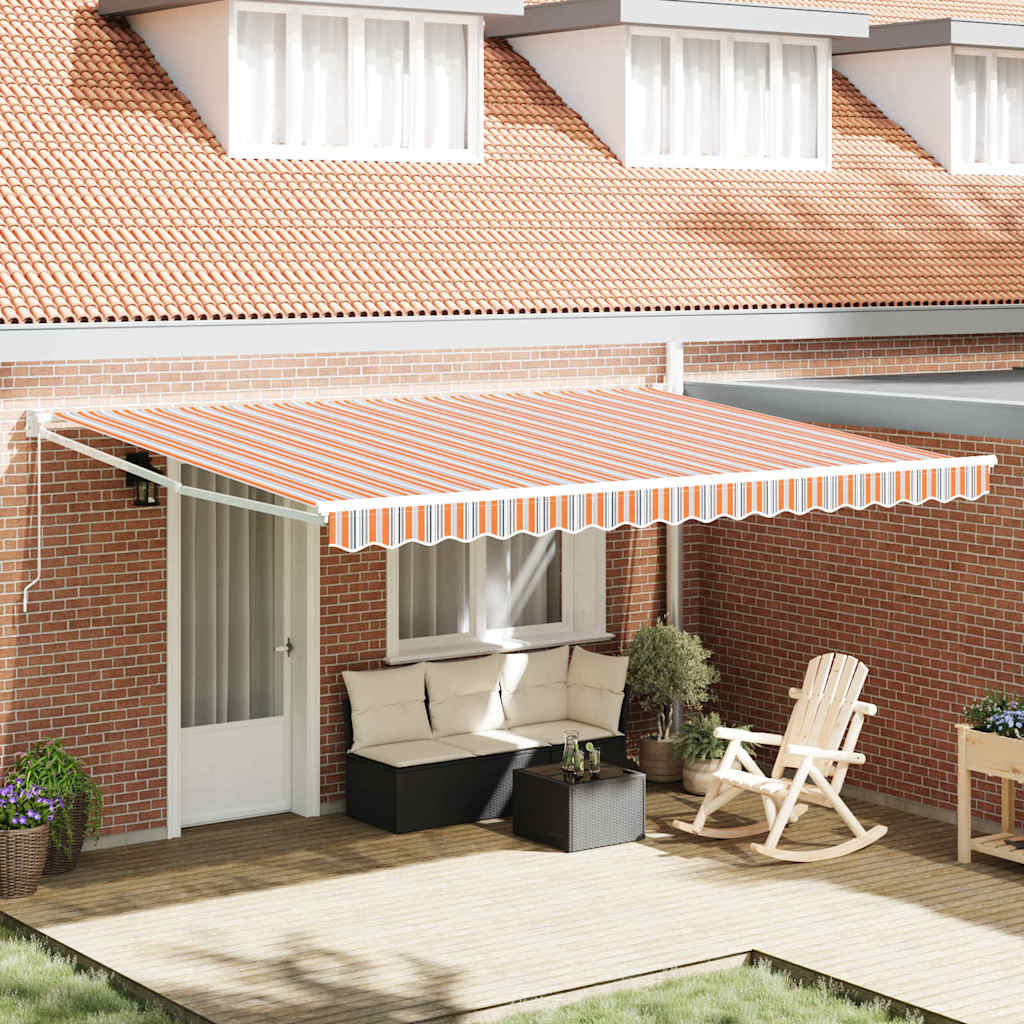 Handmatig uitschuifbare luifel Multikleur 450 × 300 cm