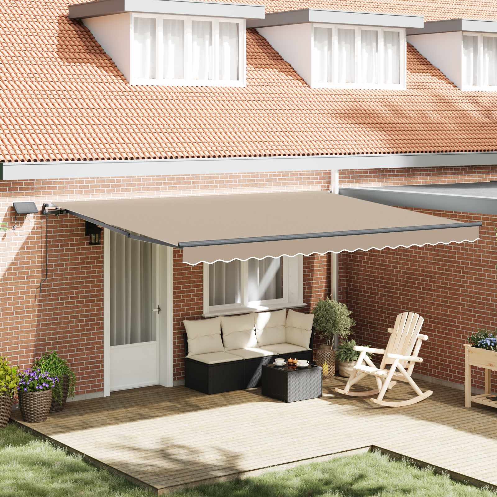 Inklapbaar Zonnescherm Beige 450 ×300 cm Stof – afbeelding 1
