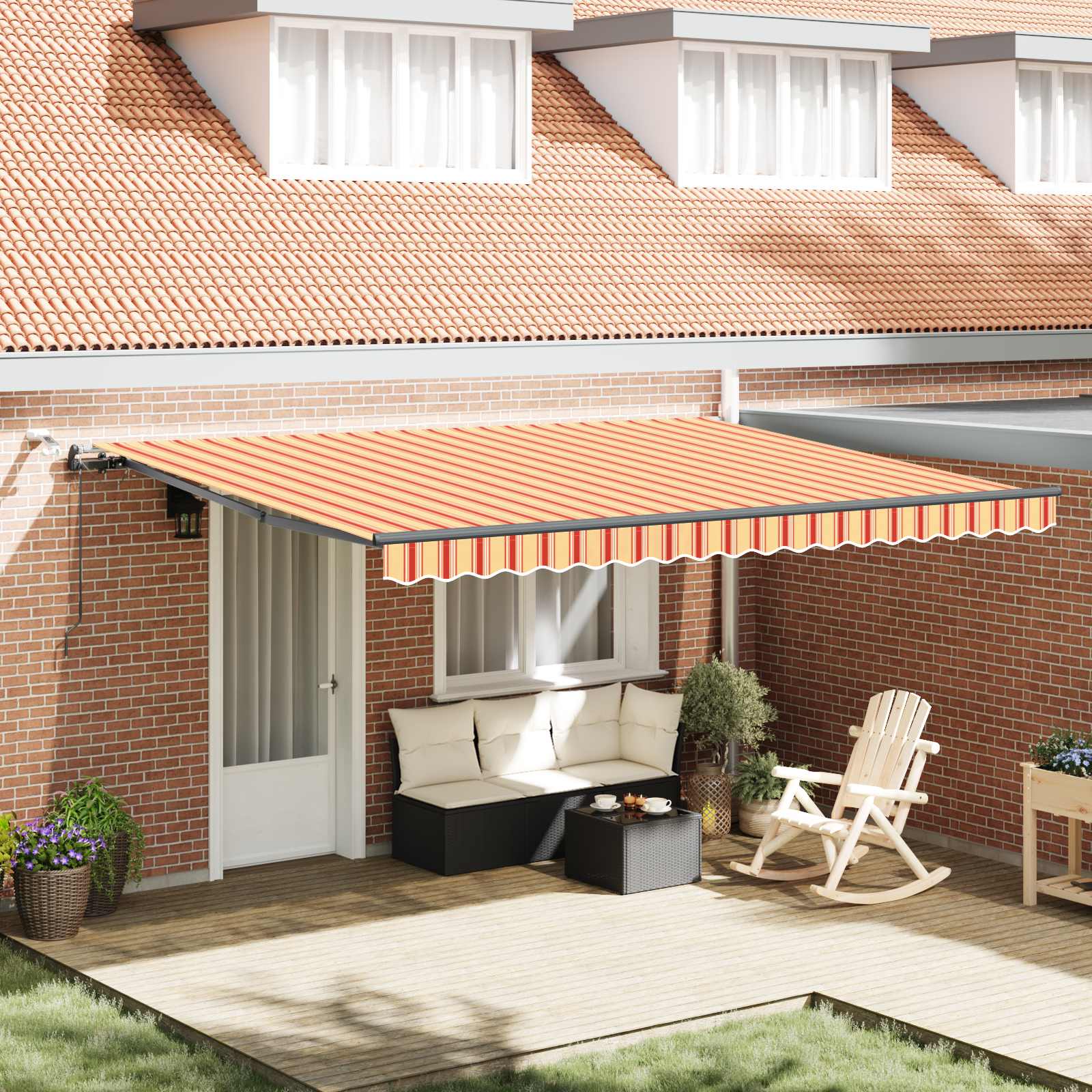 Luifeldoek Geel en Oranje 450 × 350 cm Polyester