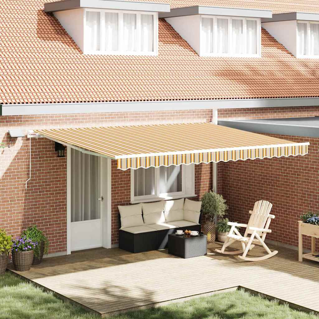 Inklapbaar Zonnescherm Multikleur 450 × 350 cm Stof en Staal – afbeelding 1