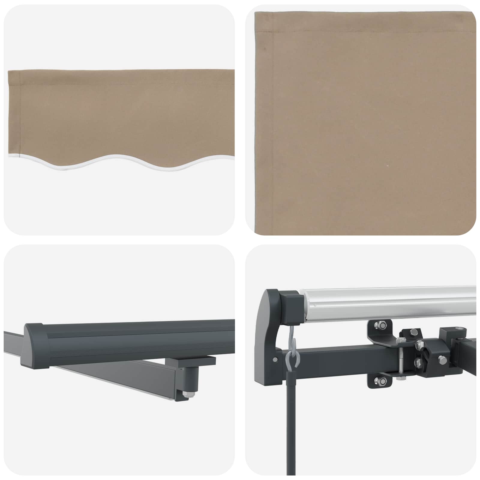 Inklapbaar Zonnescherm Beige 450 ×350 cm Stof – afbeelding 10