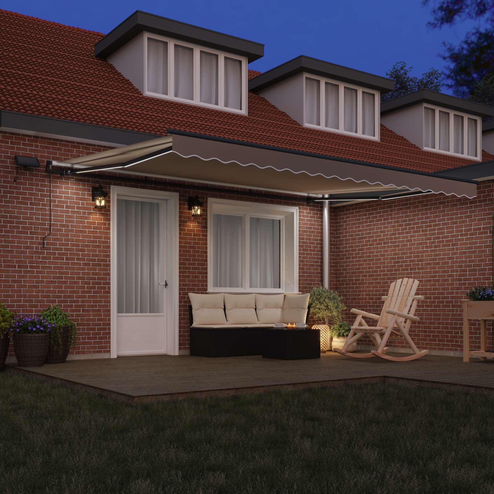 Inklapbaar Zonnescherm Beige 450 ×350 cm Stof – afbeelding 3