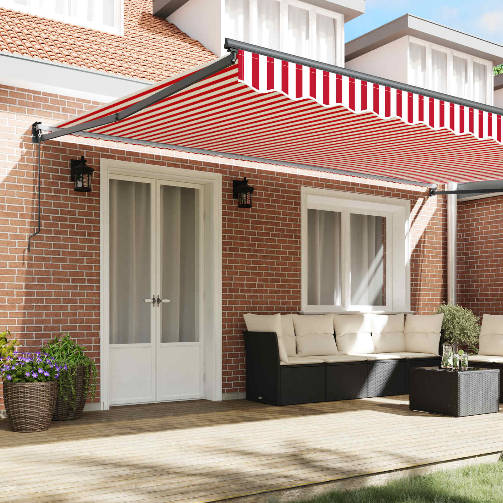 Markies Rood en Wit 500 × 300 cm Polyester en Metaal – afbeelding 3