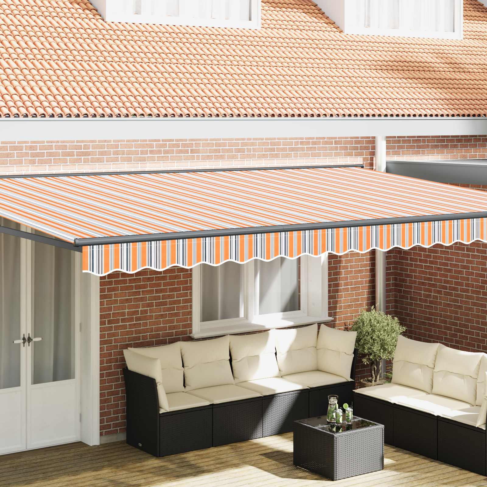Zijde Frame Blauw en Oranje 500 × 300 cm – afbeelding 1