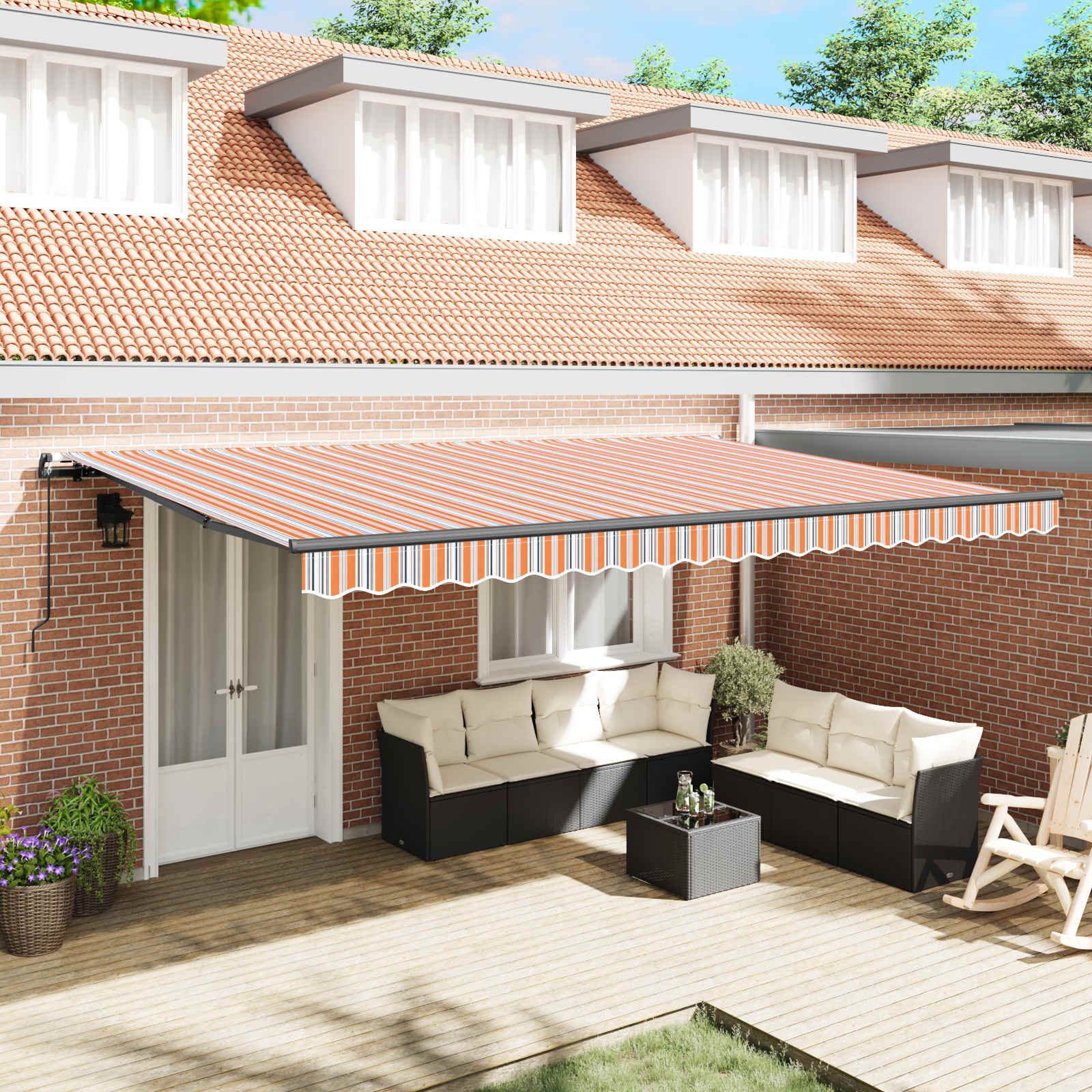 Uitschuifbare luifel Meerkleurig 500 × 350 cm – afbeelding 1