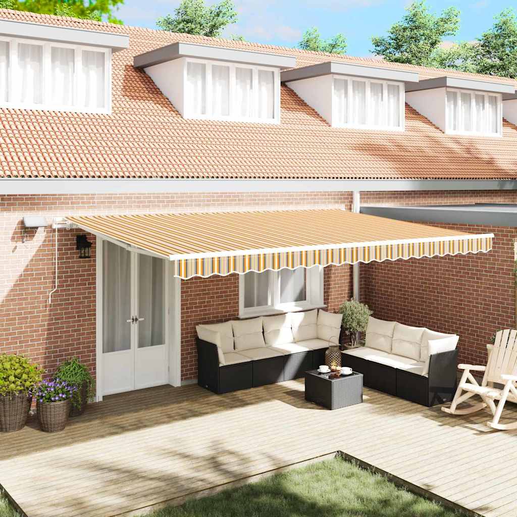 Uitschuifbare luifel Meerkleurig 500 × 350 cm Stof en Aluminium